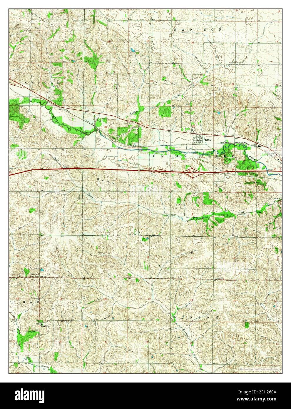 Tiffin, Iowa, map 1965, 1:24000, United States of America by Timeless Maps, data U.S. Geological Survey Stock Photo