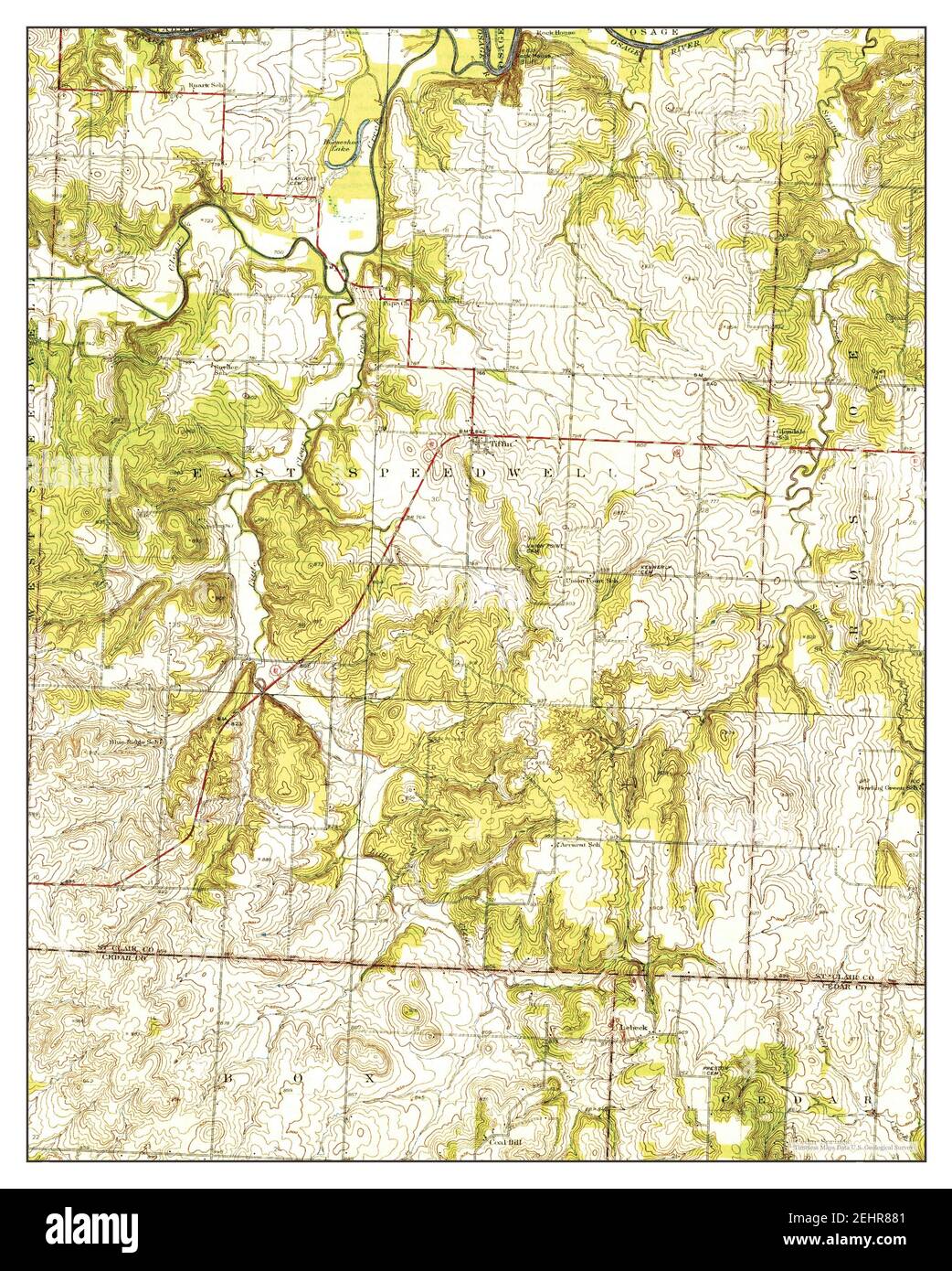 Tiffin, Missouri, map 1937, 1:31680, United States of America by Timeless Maps, data U.S. Geological Survey Stock Photo