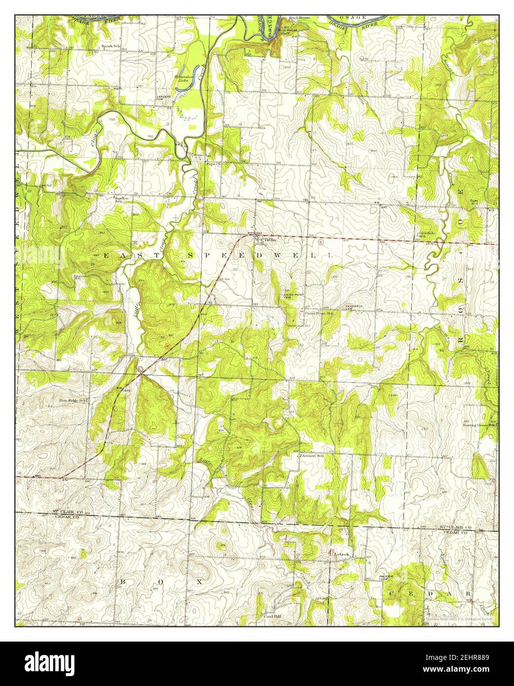 Tiffin, Missouri, map 1949, 1:24000, United States of America by Timeless Maps, data U.S. Geological Survey Stock Photo