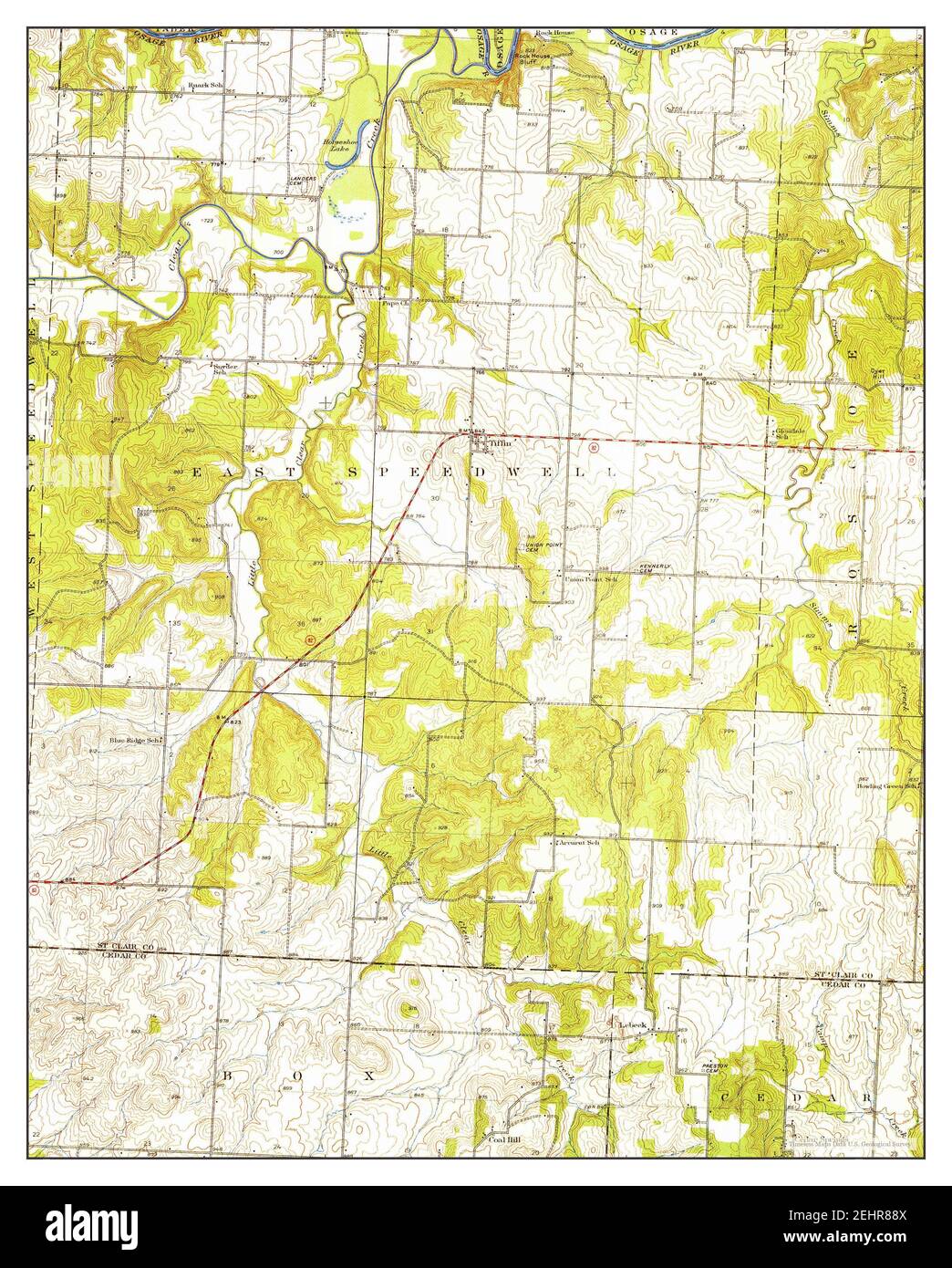 Tiffin, Missouri, map 1949, 1:24000, United States of America by Timeless Maps, data U.S. Geological Survey Stock Photo