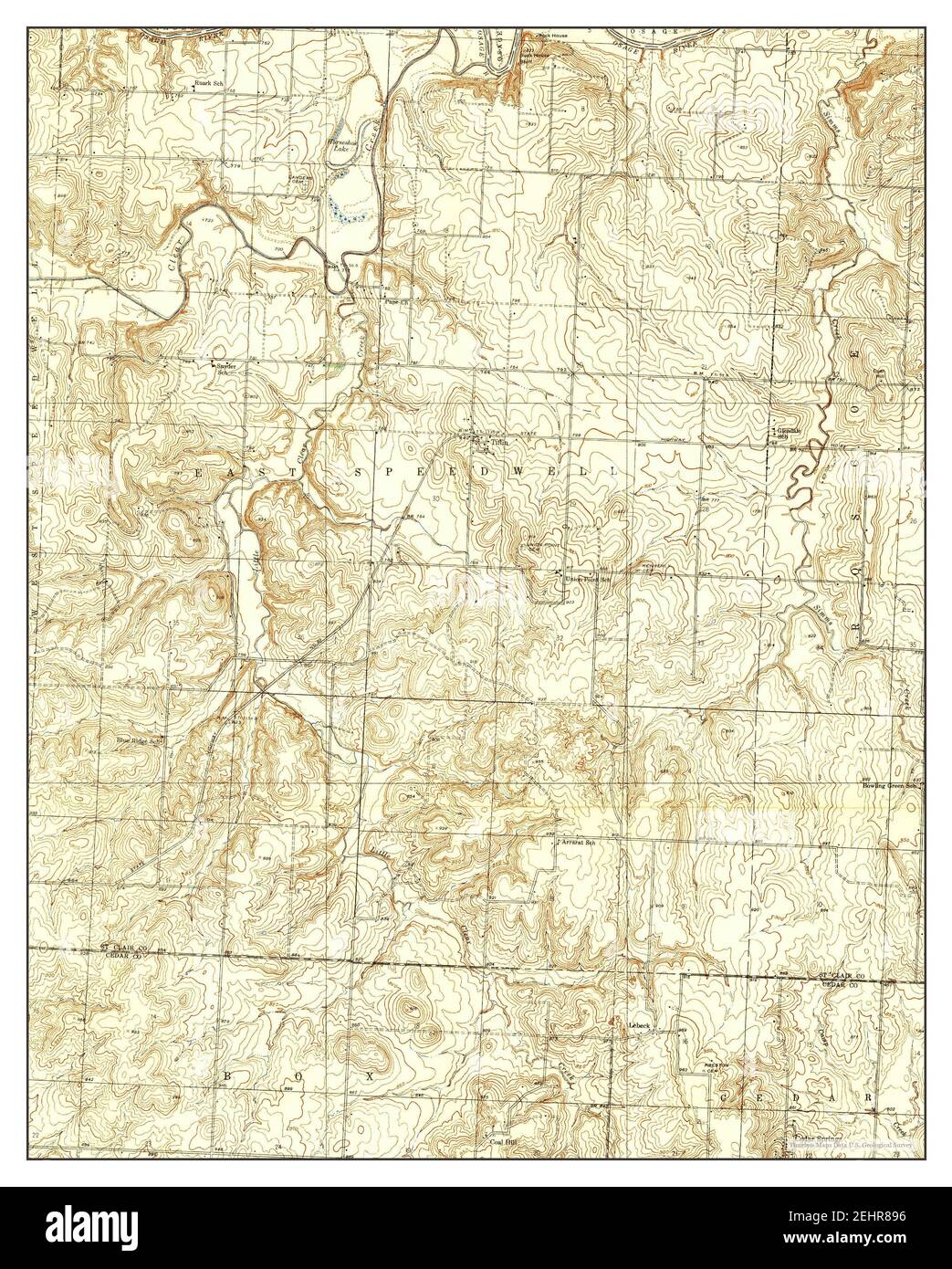 Tiffin, Missouri, map 1937, 1:24000, United States of America by Timeless Maps, data U.S. Geological Survey Stock Photo