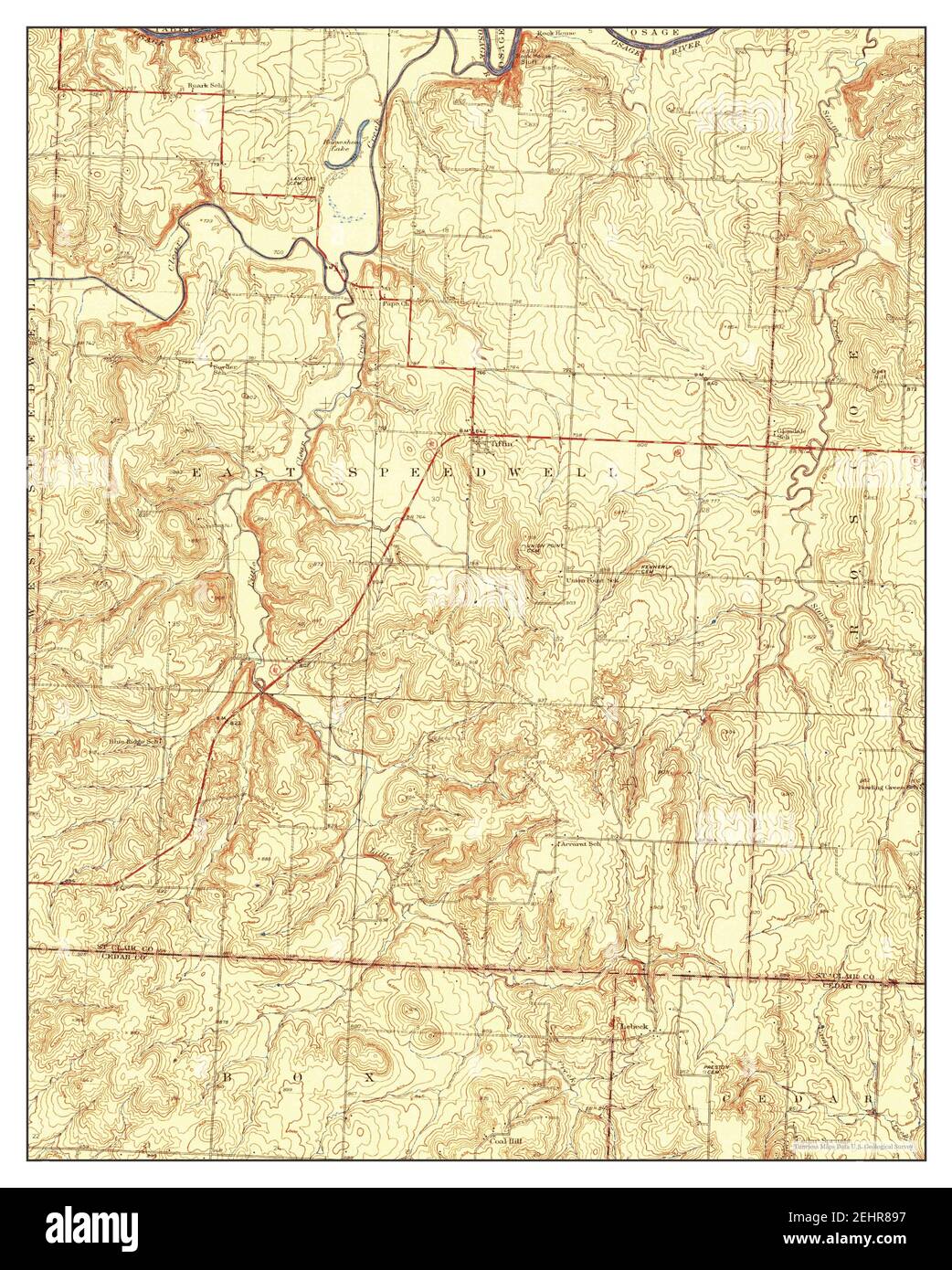 Tiffin, Missouri, map 1941, 1:31680, United States of America by Timeless Maps, data U.S. Geological Survey Stock Photo