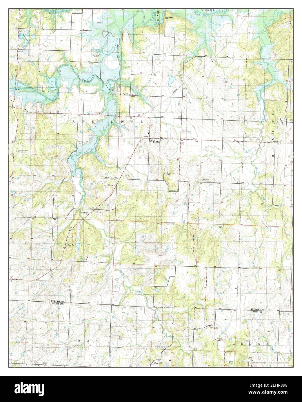 Tiffin, Missouri, map 1991, 1:24000, United States of America by Timeless Maps, data U.S. Geological Survey Stock Photo