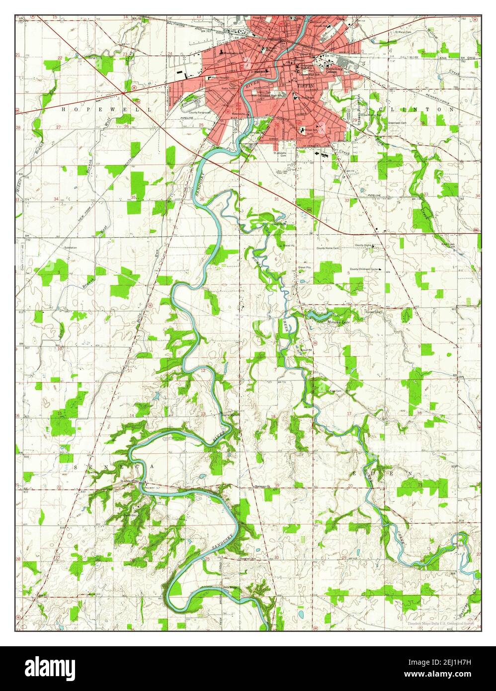 Tiffin South, Ohio, map 1960, 1:24000, United States of America by Timeless Maps, data U.S. Geological Survey Stock Photo