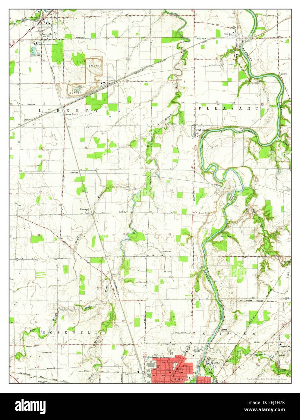 Tiffin North, Ohio, map 1960, 1:24000, United States of America by Timeless Maps, data U.S. Geological Survey Stock Photo