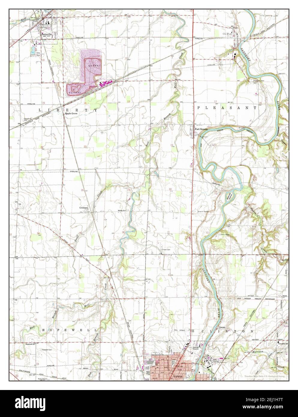 Tiffin North, Ohio, map 1960, 1:24000, United States of America by Timeless Maps, data U.S. Geological Survey Stock Photo