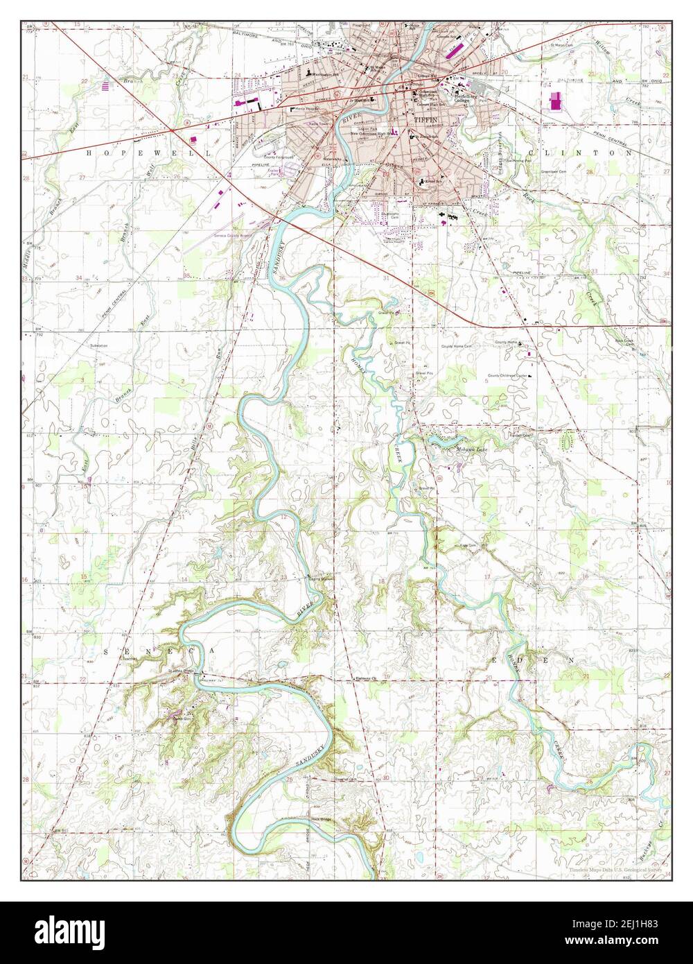 Tiffin South, Ohio, map 1960, 1:24000, United States of America by Timeless Maps, data U.S. Geological Survey Stock Photo