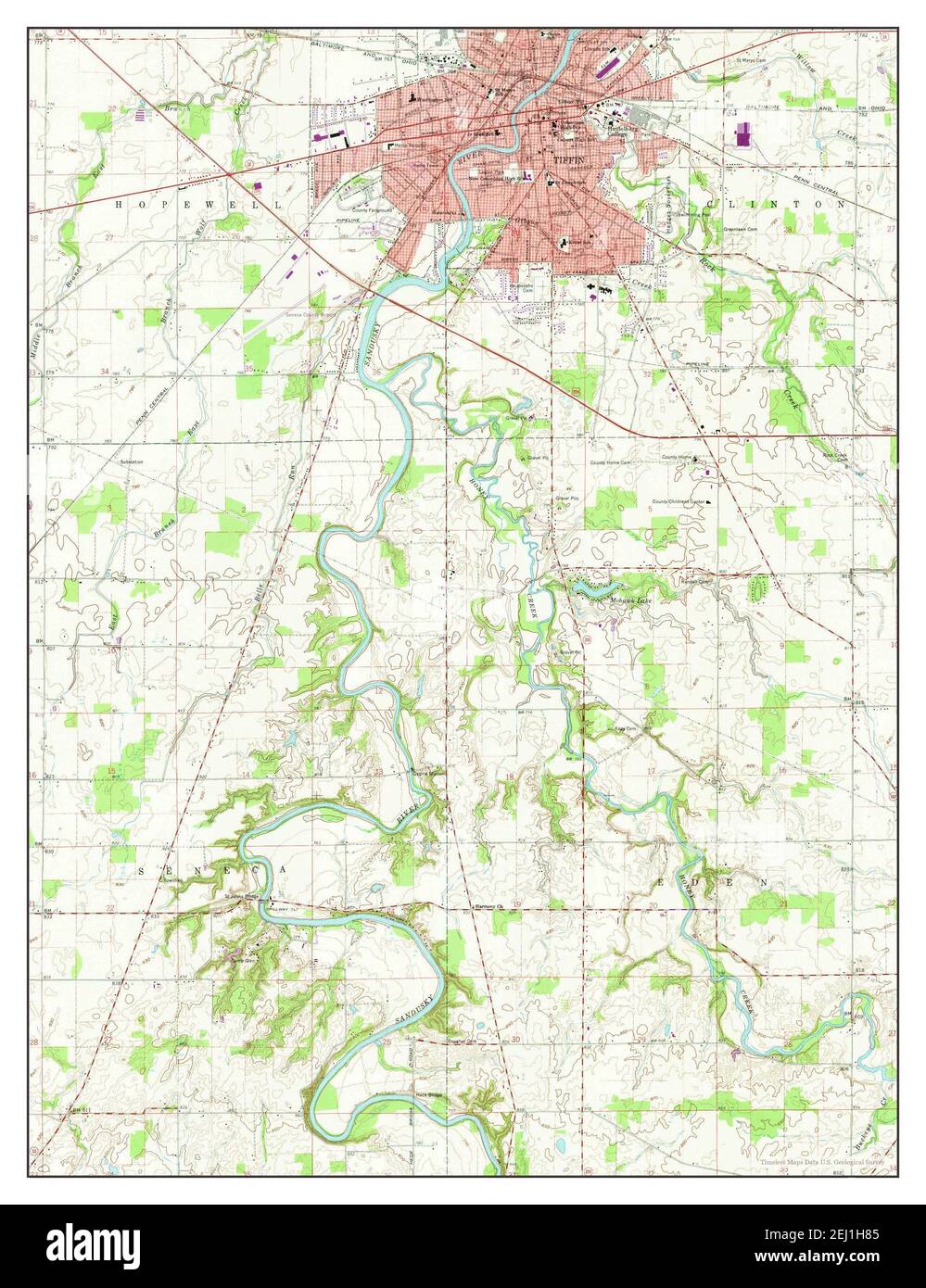 Tiffin South, Ohio, map 1960, 1:24000, United States of America by Timeless Maps, data U.S. Geological Survey Stock Photo