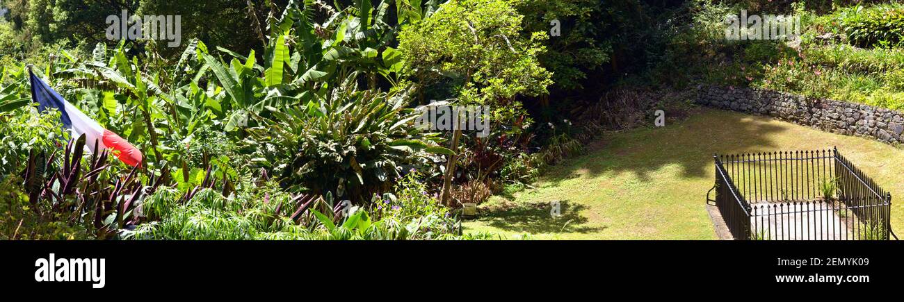 Flag at the Location of the Original Napoleon Tomb On Saint Helena Island Stock Photo