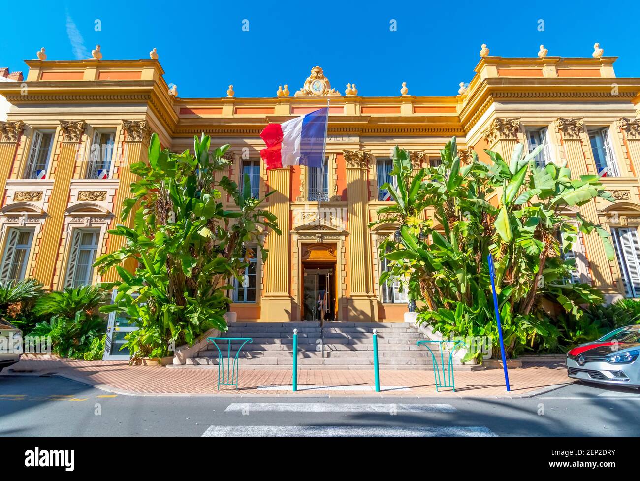 The City Hall of the Mediterranean city of Menton, France, on the French Riviera. Stock Photo