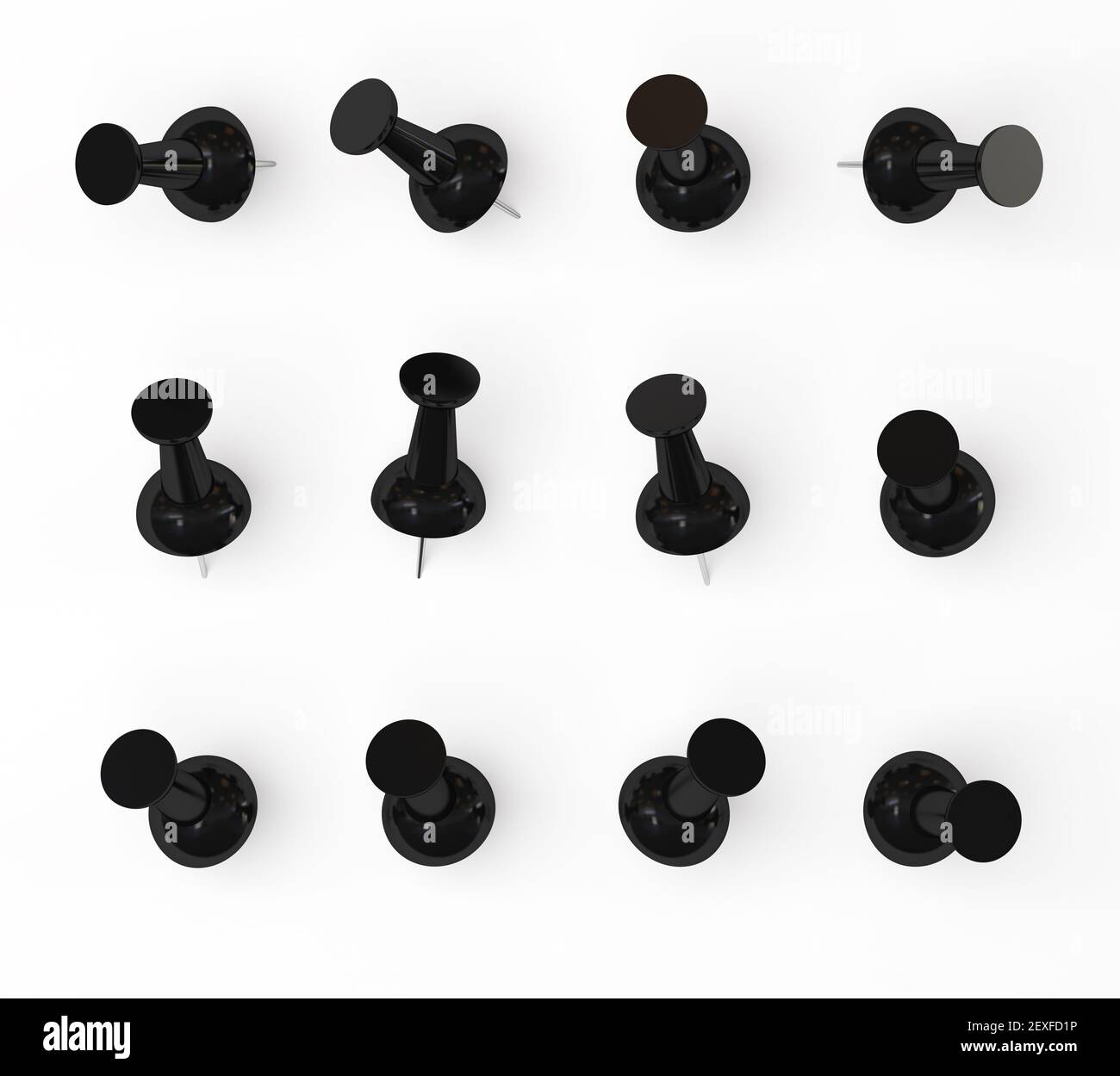 Black Push Pins Stock Photo