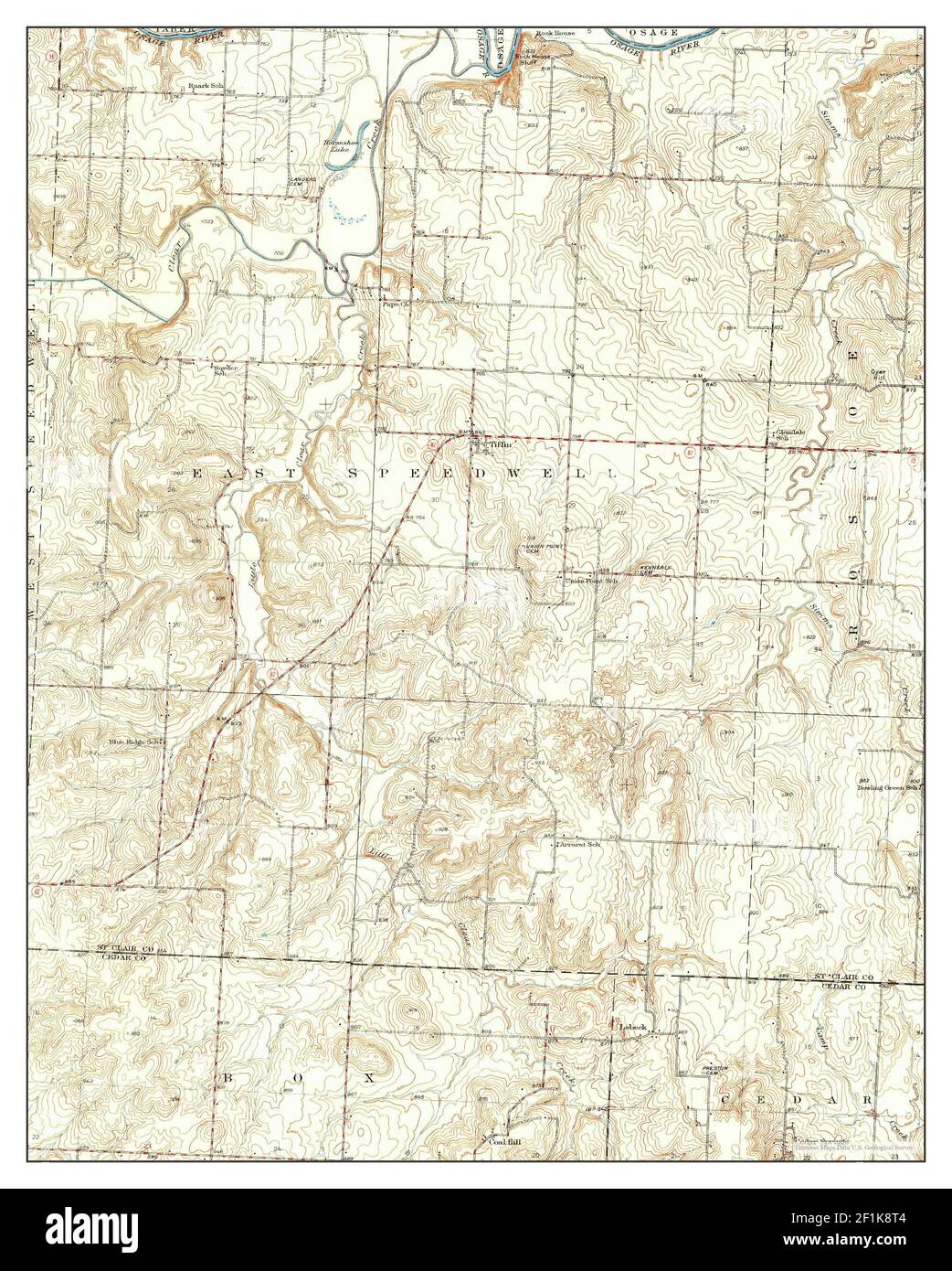 Tiffin, Missouri, map 1941, 1:31680, United States of America by Timeless Maps, data U.S. Geological Survey Stock Photo