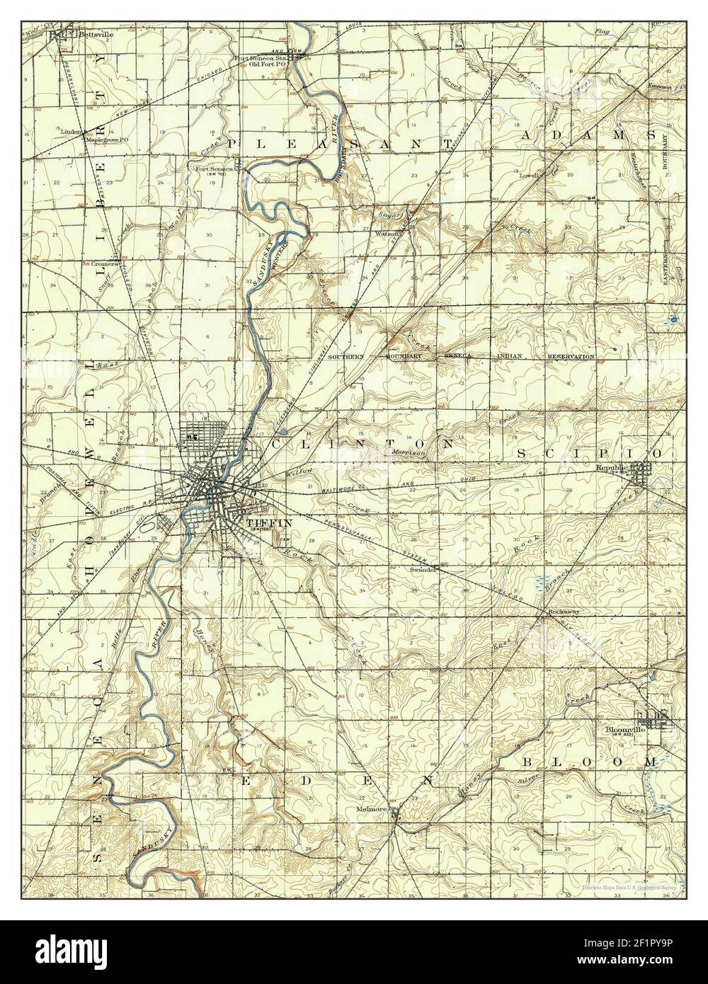 Tiffin, Ohio, map 1906, 1:62500, United States of America by Timeless Maps, data U.S. Geological Survey Stock Photo