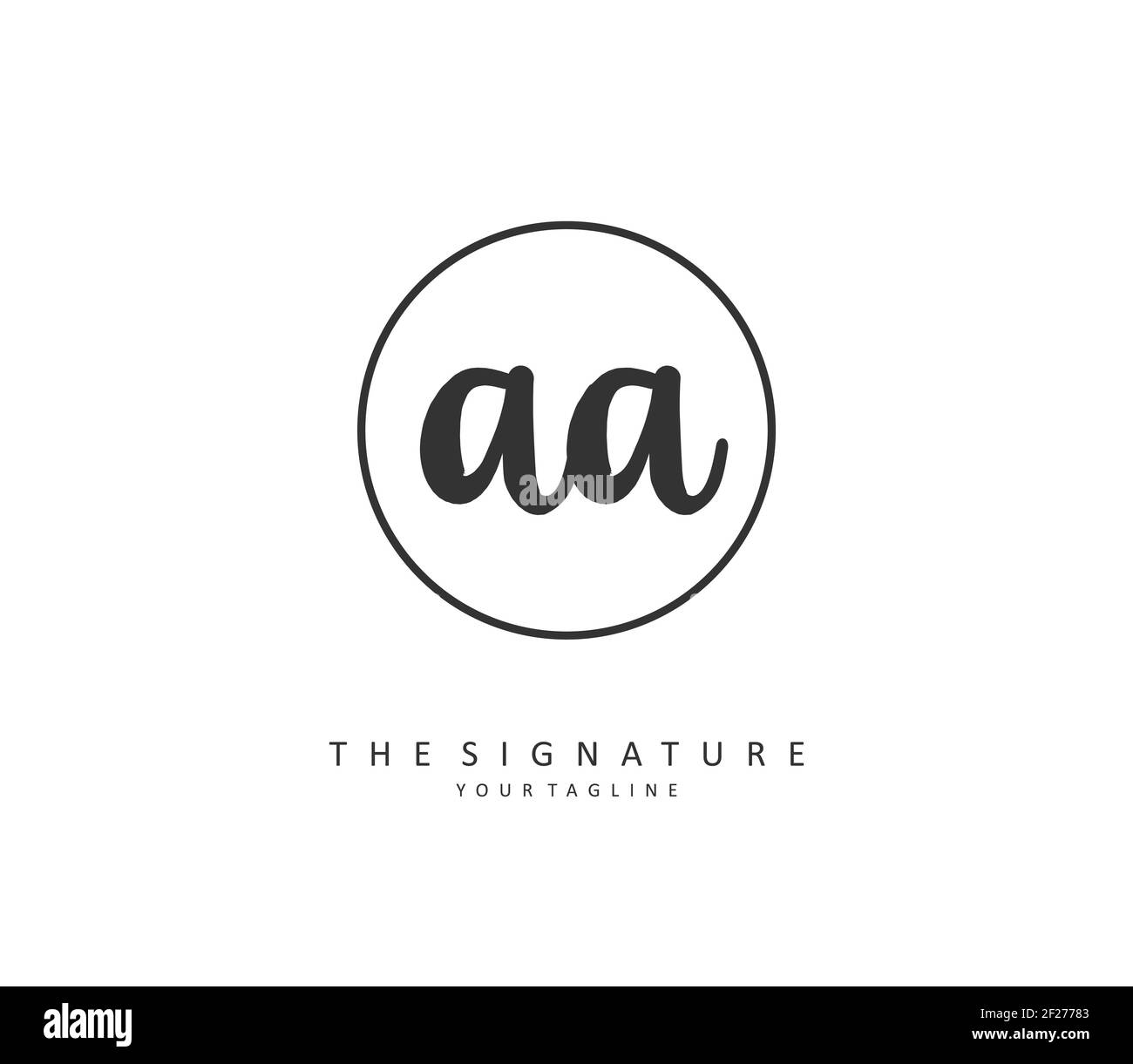 AA Initial letter handwriting and signature logo. A concept handwriting initial logo with template element. Stock Photo