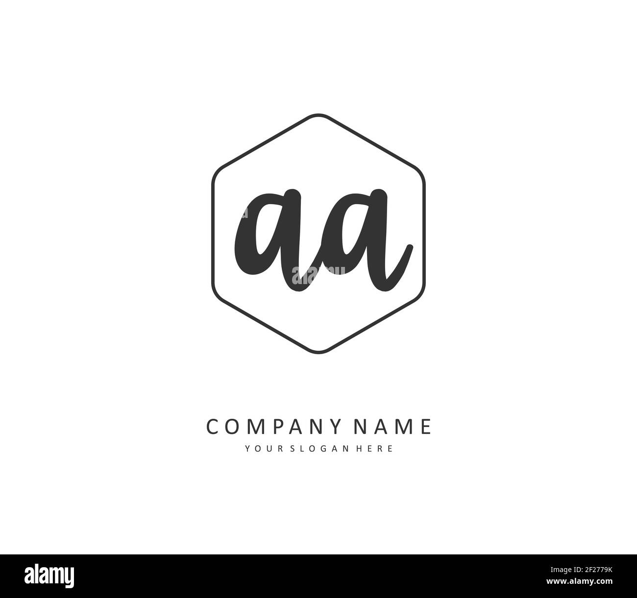 AA Initial letter handwriting and signature logo. A concept handwriting initial logo with template element. Stock Photo