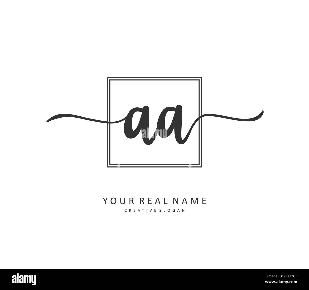 AA Initial letter handwriting and signature logo. A concept handwriting initial logo with template element. Stock Photo