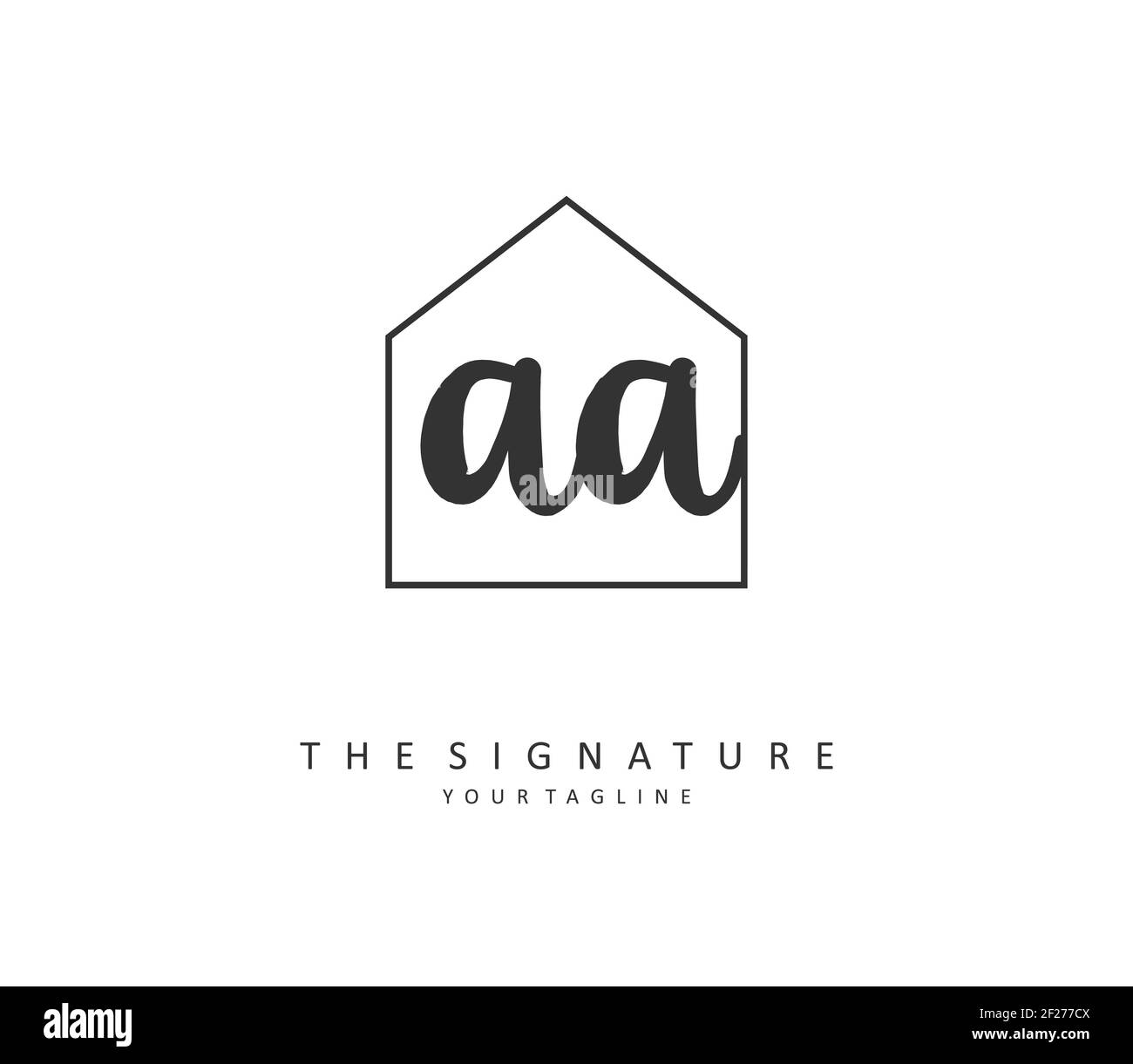 AA Initial letter handwriting and signature logo. A concept handwriting initial logo with template element. Stock Photo