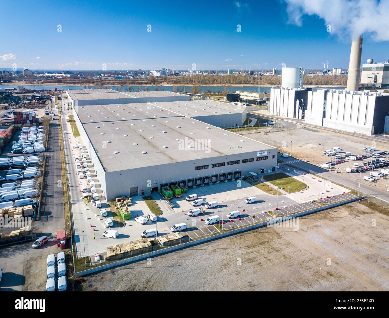 Beautiful Aerial view of a logistics / industrial warehouse Stock Photo ...