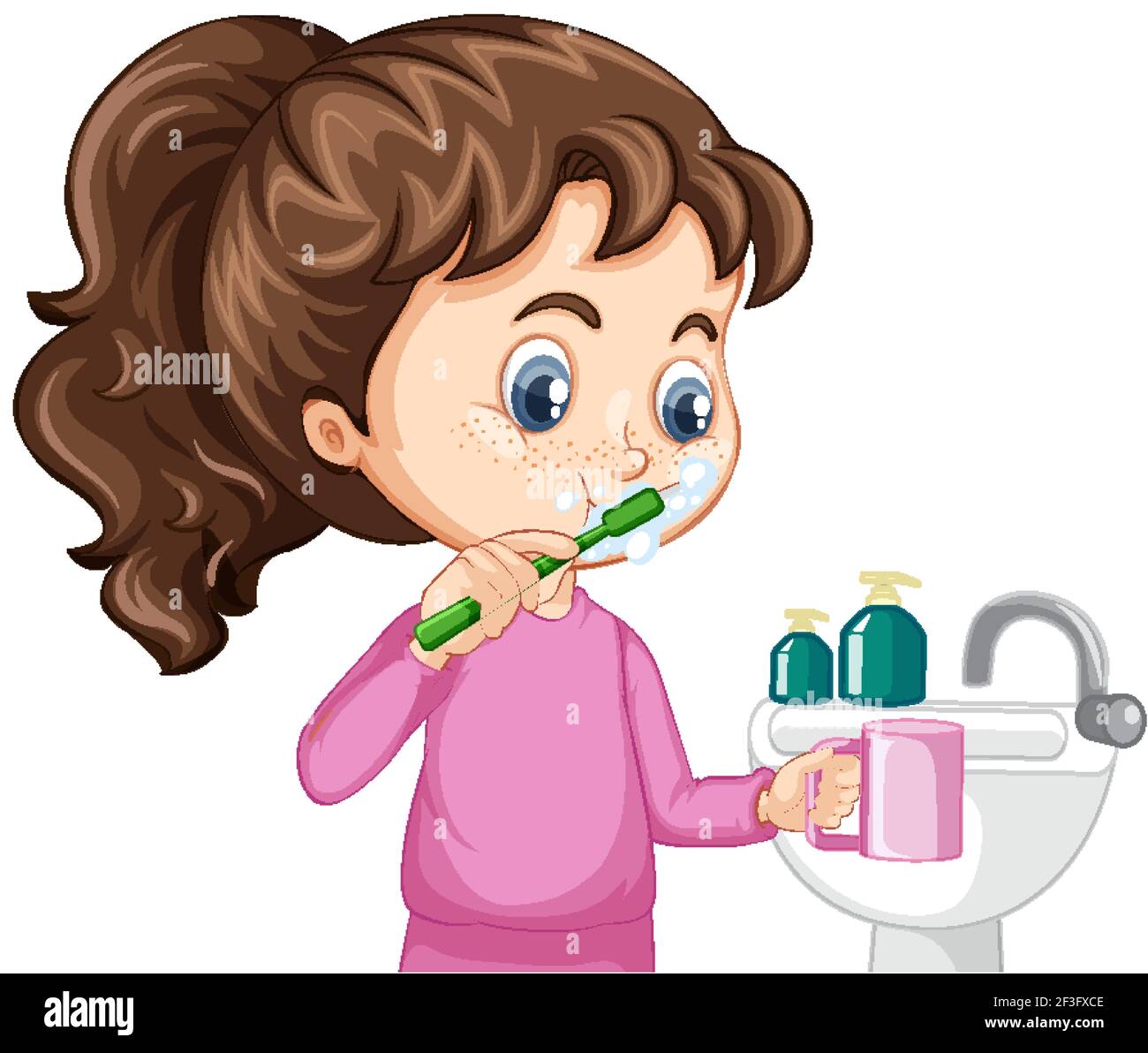 Brush Teeth Cartoon Girl