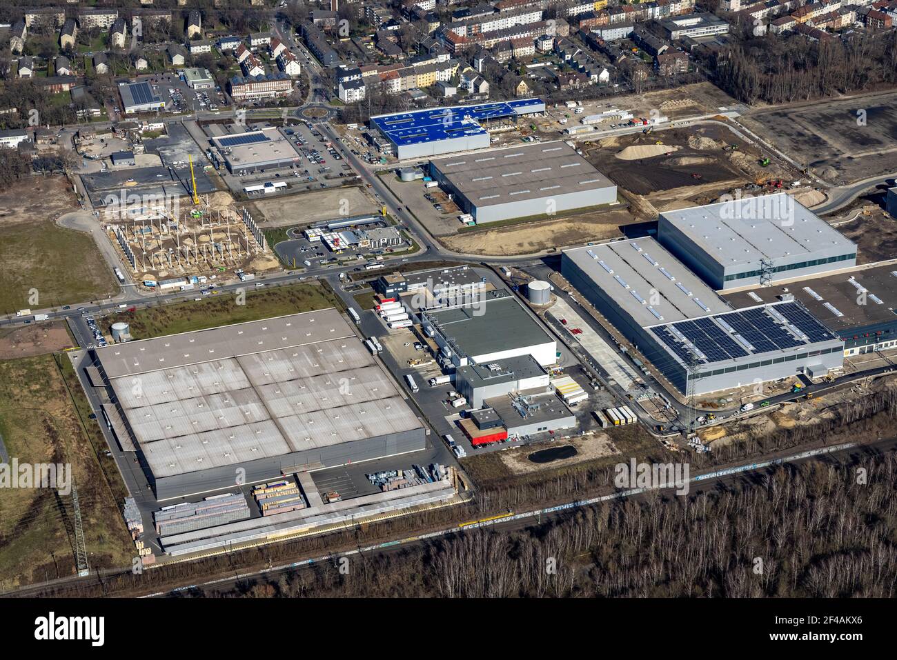 Aerial view, construction site commercial area and service location ...