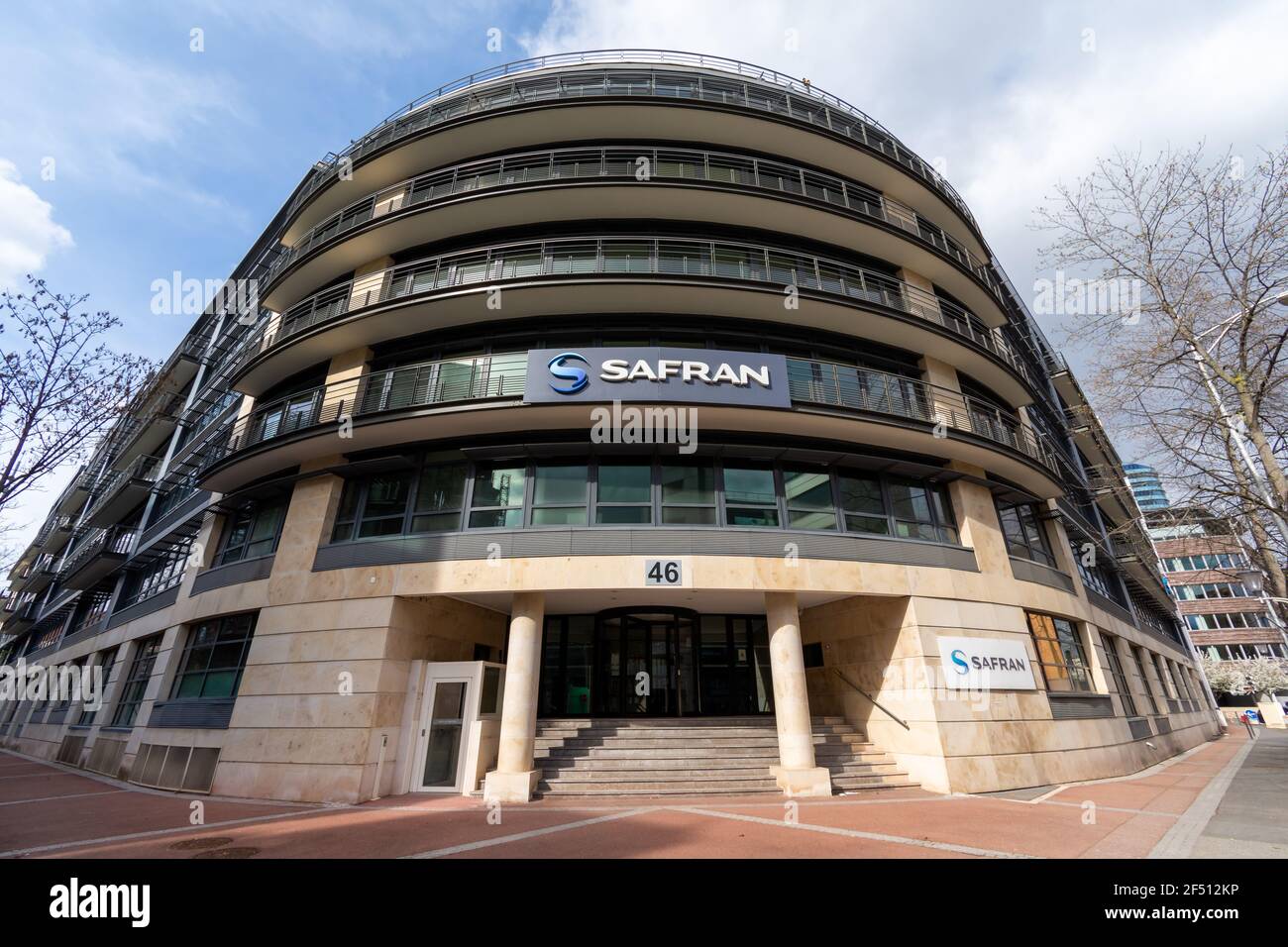 Exterior view of the Safran building (Paul-Louis Weiller site). Safran is a French group specializing in aeronautics, space and defense Stock Photo