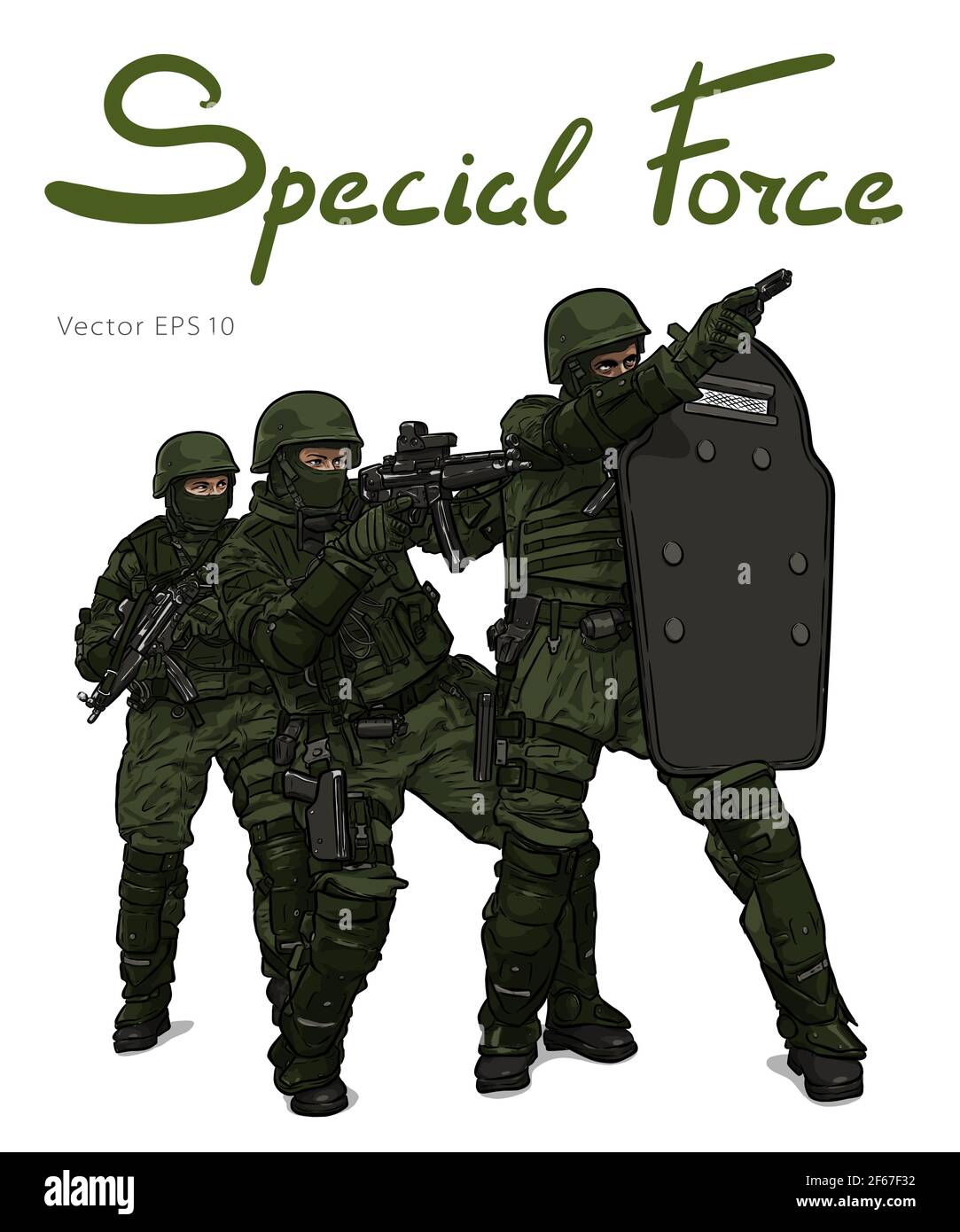 Police Forces anti terror operation. Vector illustration Stock Vector