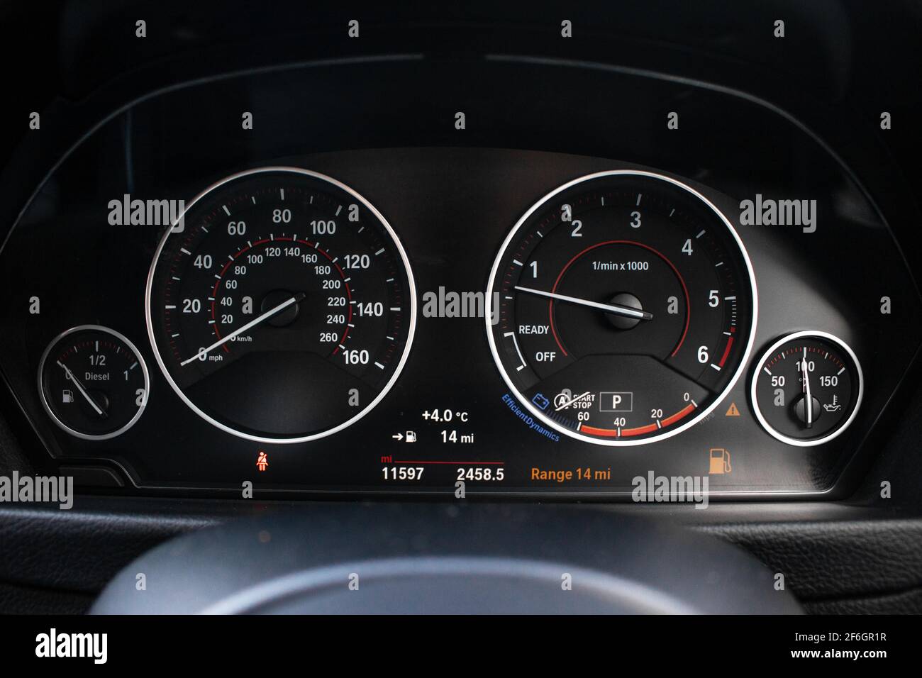 The Dashboard Of A 2016 BMW 330D Touring Stock Photo