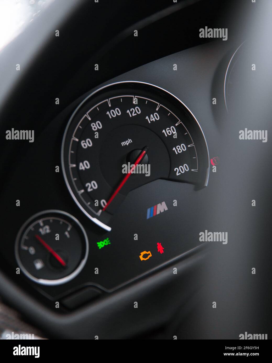 200 MPH Speedometer Of A 2016 BMW F80 M3 Competition Pack Stock Photo