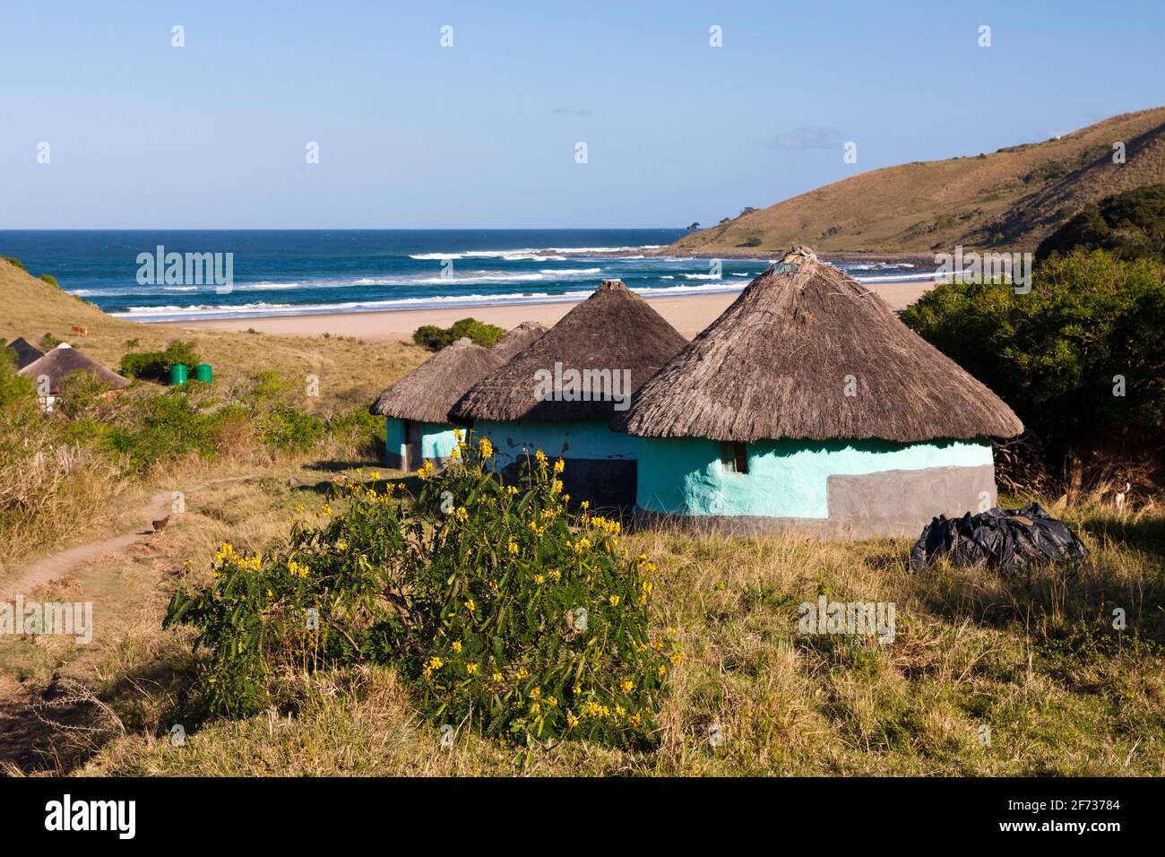 Xhosa settlement on the Wild Coast, Mbotyi, Eastern Cape, South Africa Stock Photo