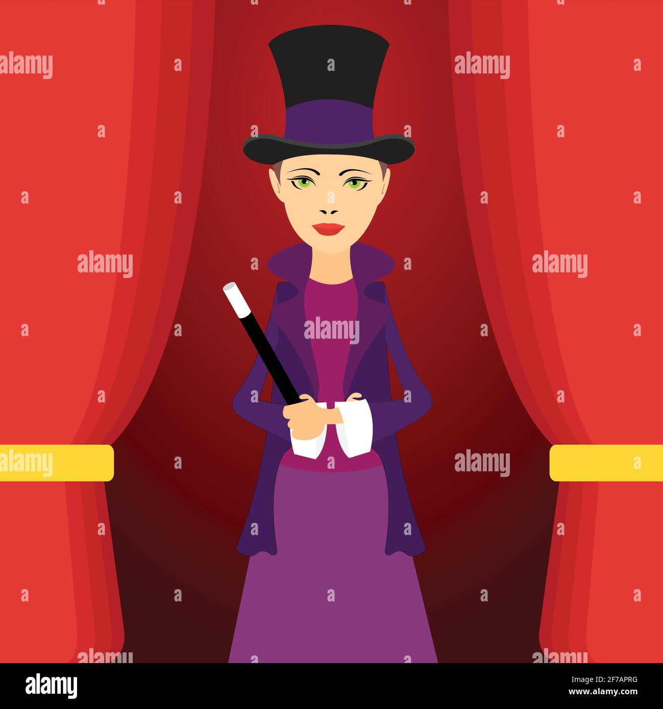 Young woman wearing a magician costume and a wand Stock Vector