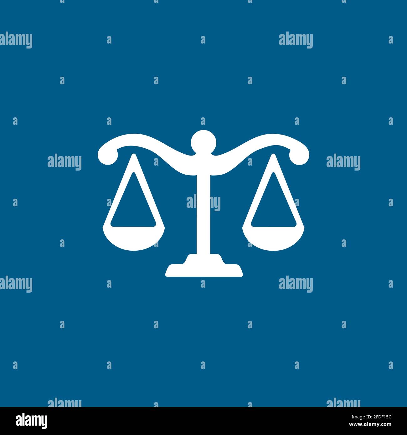 Justice Scales Icon On Blue Background. Blue Flat Style Vector ...