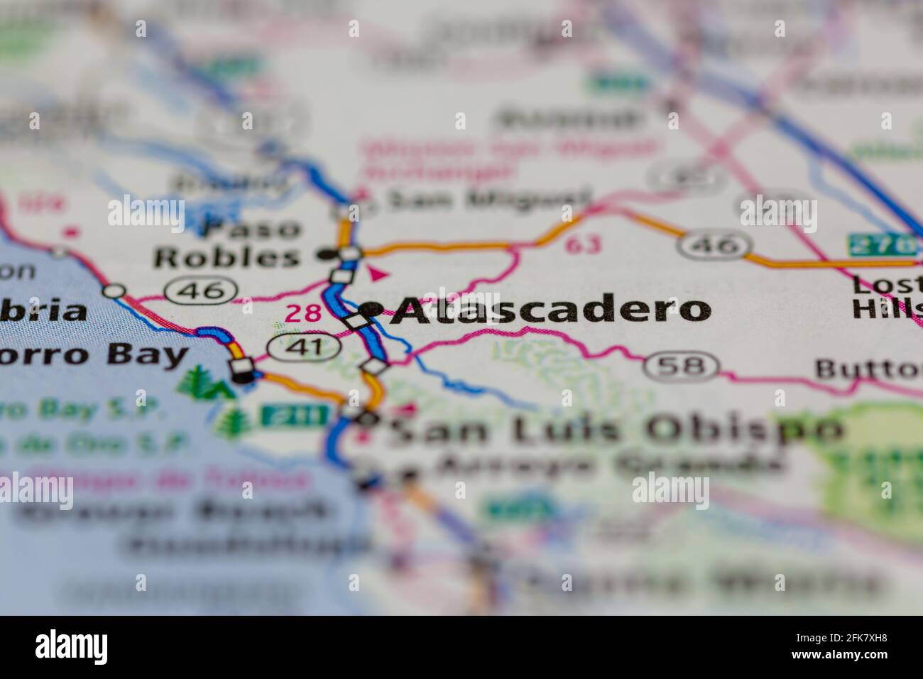 Atascadero California USA shown on a Geography map or road map Stock Photo