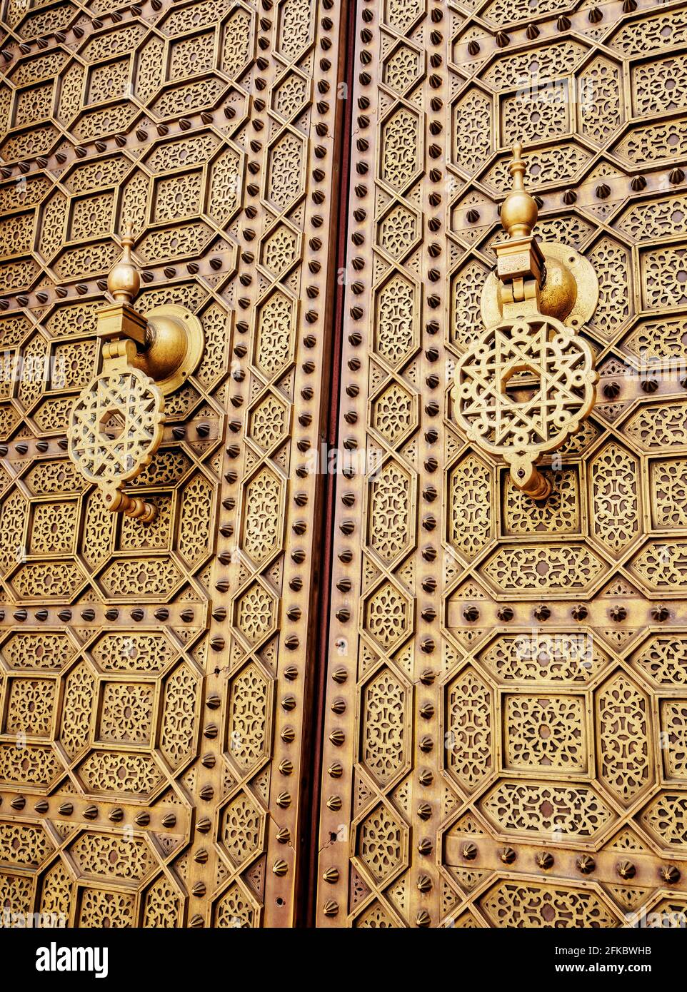 Doors of the Hassan Mosque, detailed view, Rabat, Rabat-Sale-Kenitra Region, Morocco, North Africa, Africa Stock Photo