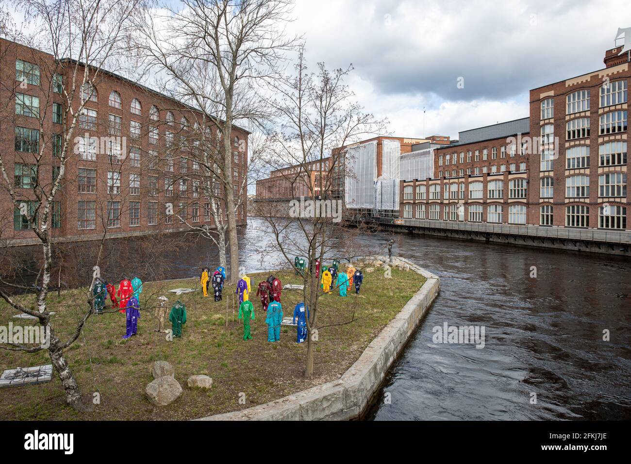 Students coveralls or boilersuits of flightsuits on Konsulinsaari during May Day in Tampere, Finland Stock Photo