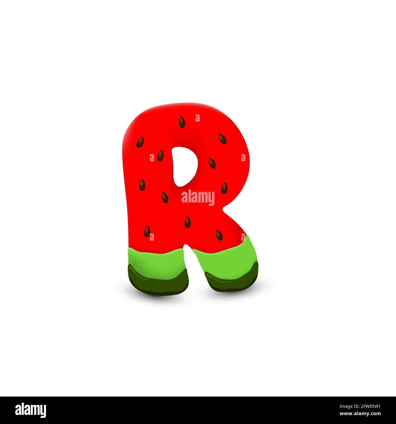 Watermelon letter R, 3d vector icon over white background Stock Vector