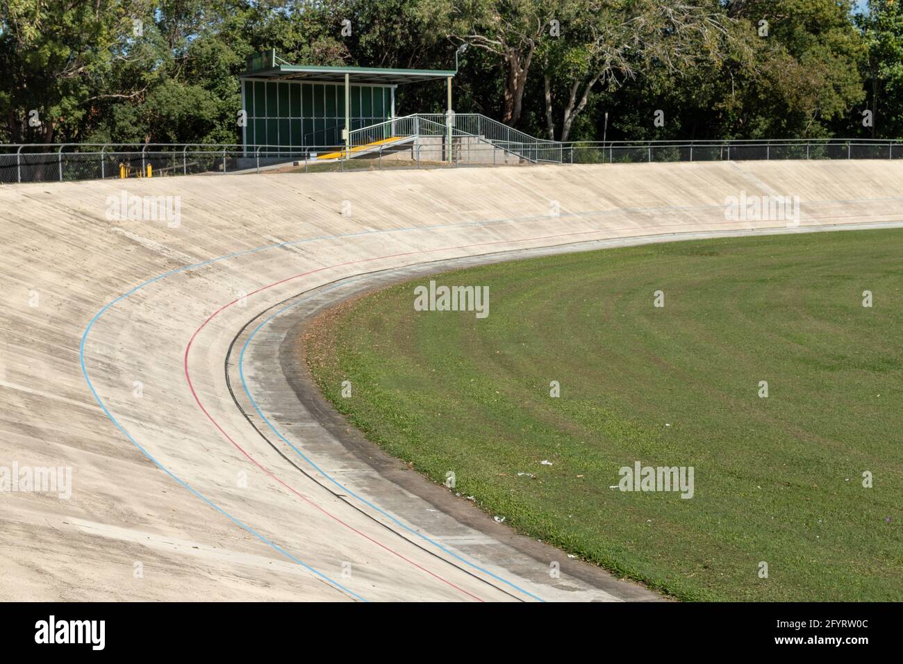 Outdoor velodrome, concrete bicycle racing track Stock Photo