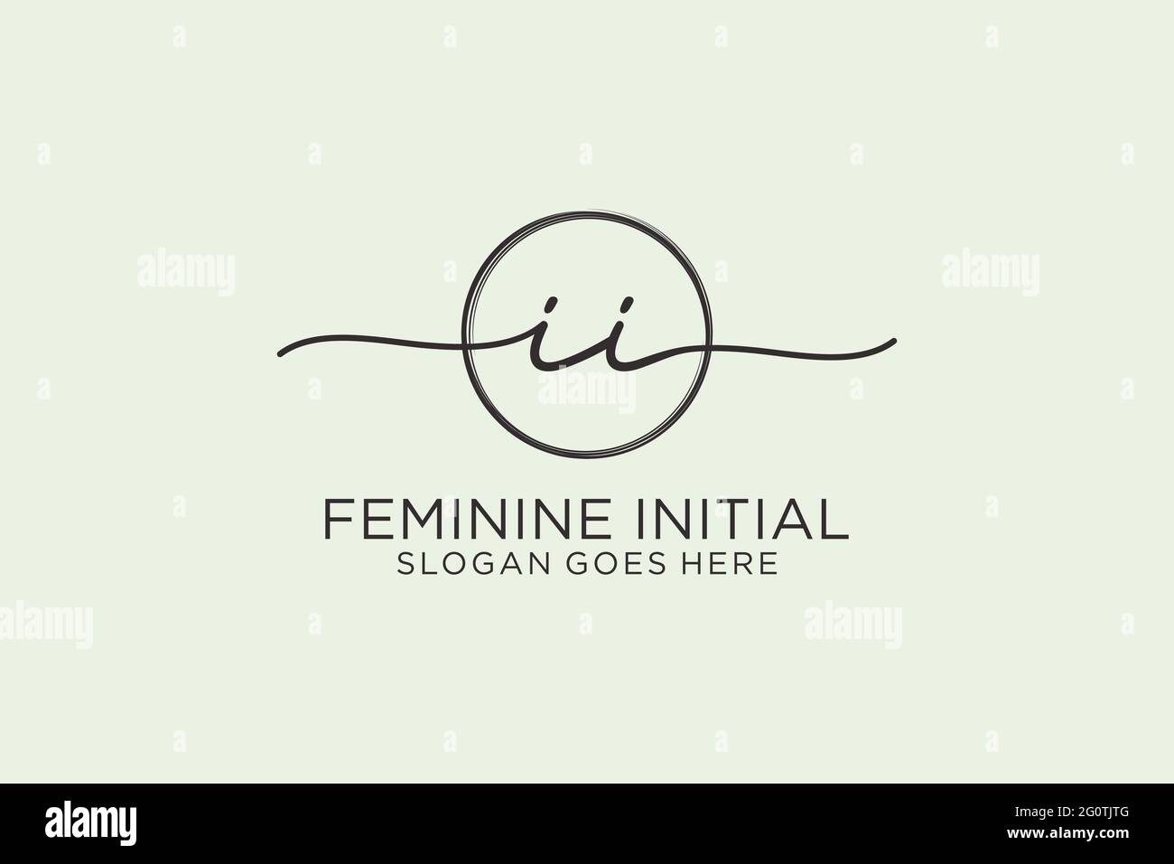 II handwriting logo with circle template vector logo of initial signature, wedding, fashion, floral and botanical with creative template. Stock Vector