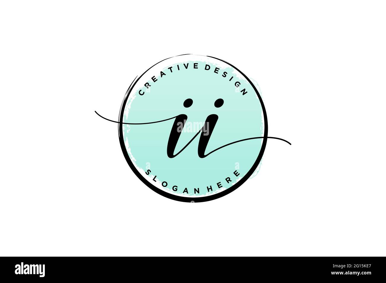 II handwriting logo with circle template vector signature, wedding, fashion, floral and botanical with creative template. Stock Vector