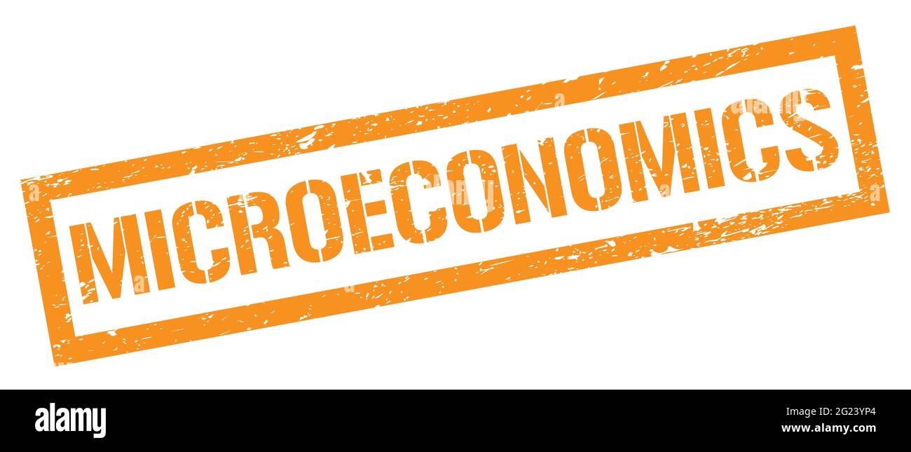 MICROECONOMICS orange grungy rectangle stamp sign. Stock Photo