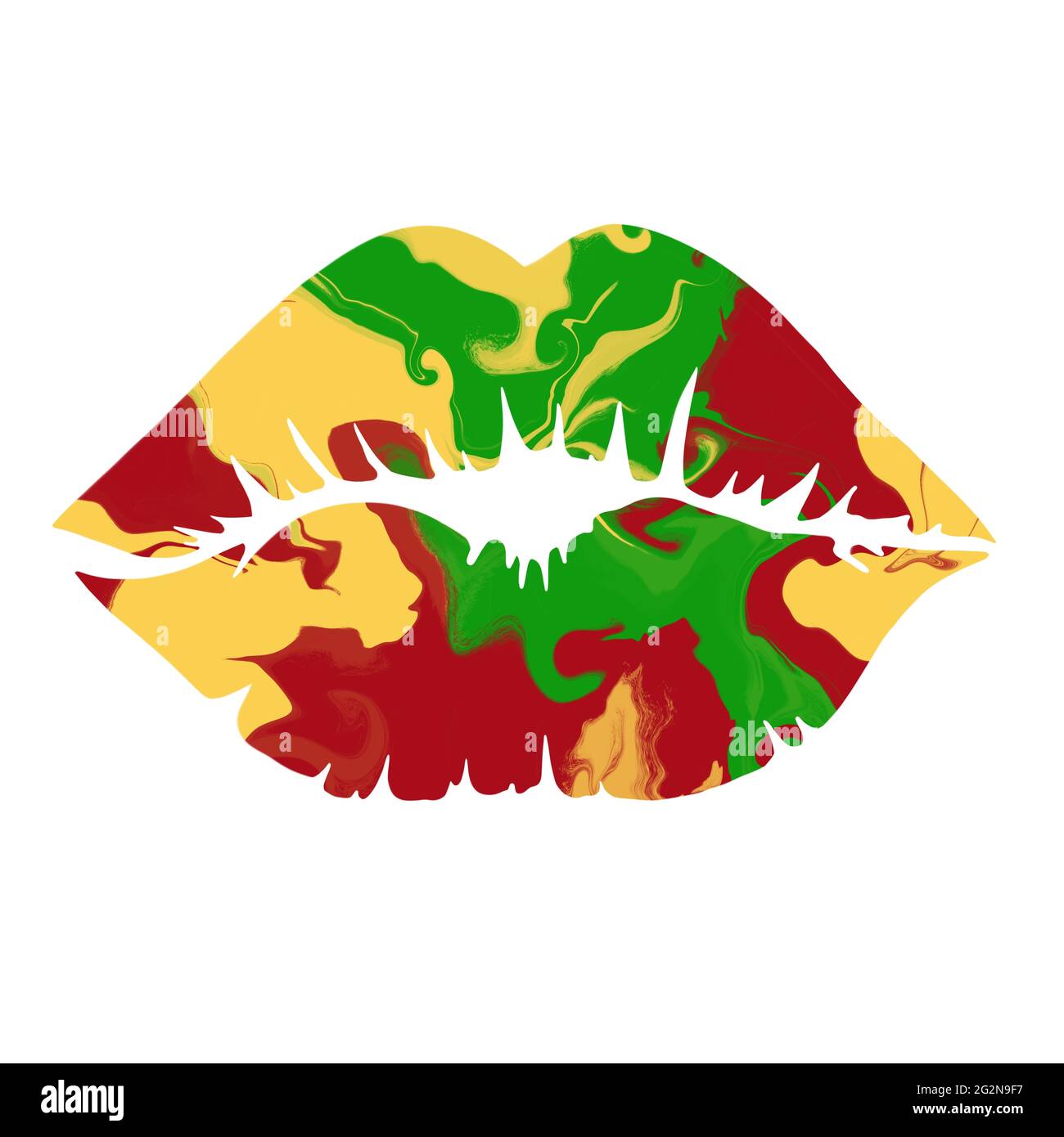 Juneteenth Independence Day lips illustration. June 19. Day of freedom and emancipation. African-American history. Freeish Design Stock Photo