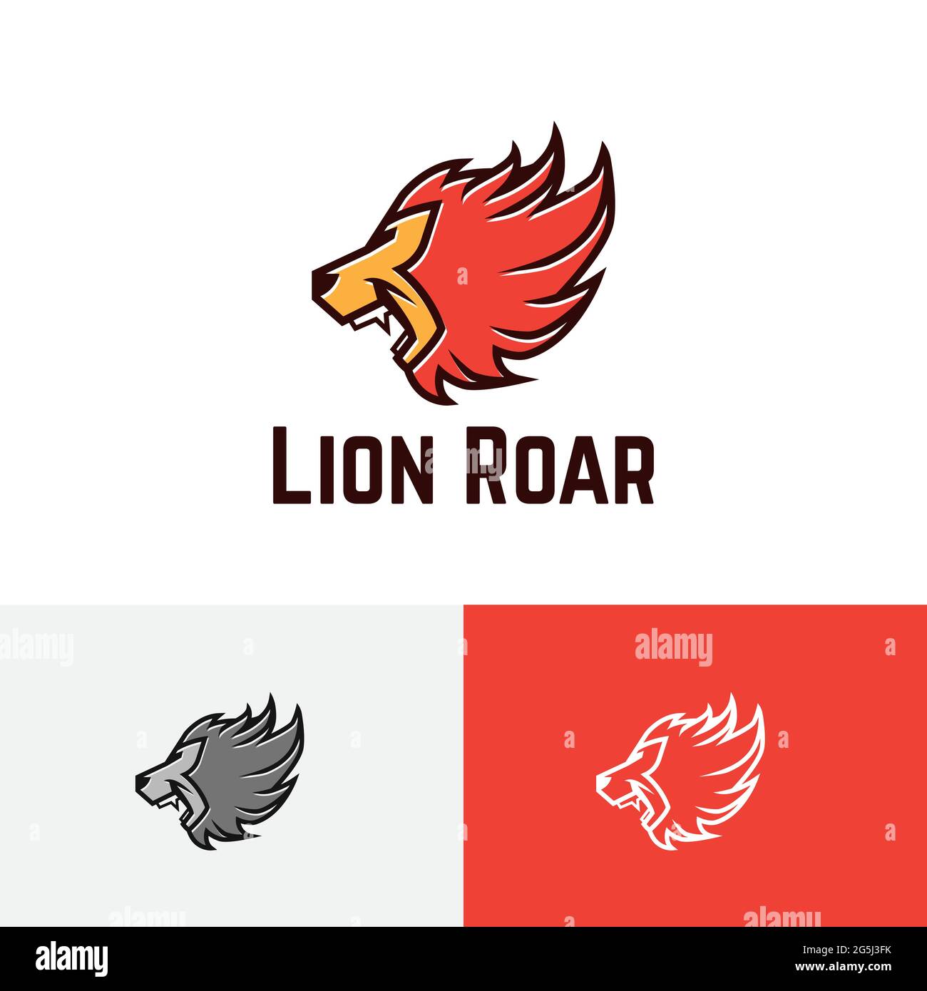 Strong Lion Head Roar King Animal Jungle Wildlife Logo Stock Vector