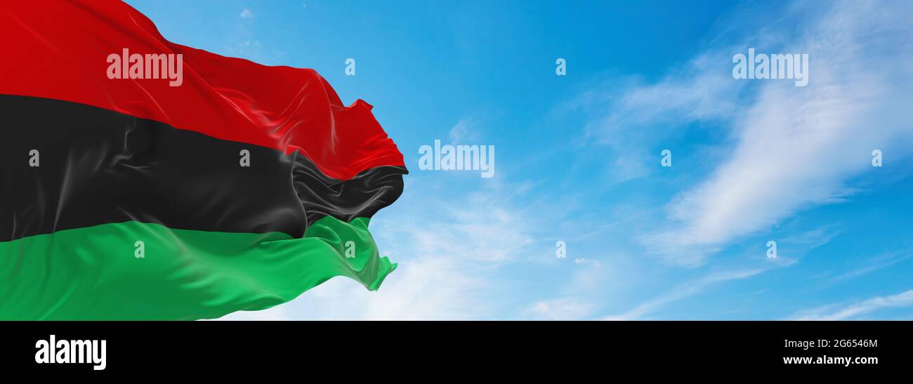 Pan-African flag. Juneteenth Independence Day. Freedom or Emancipation day. Black history month Celebrated annually in February in the USA and Canada. Stock Photo