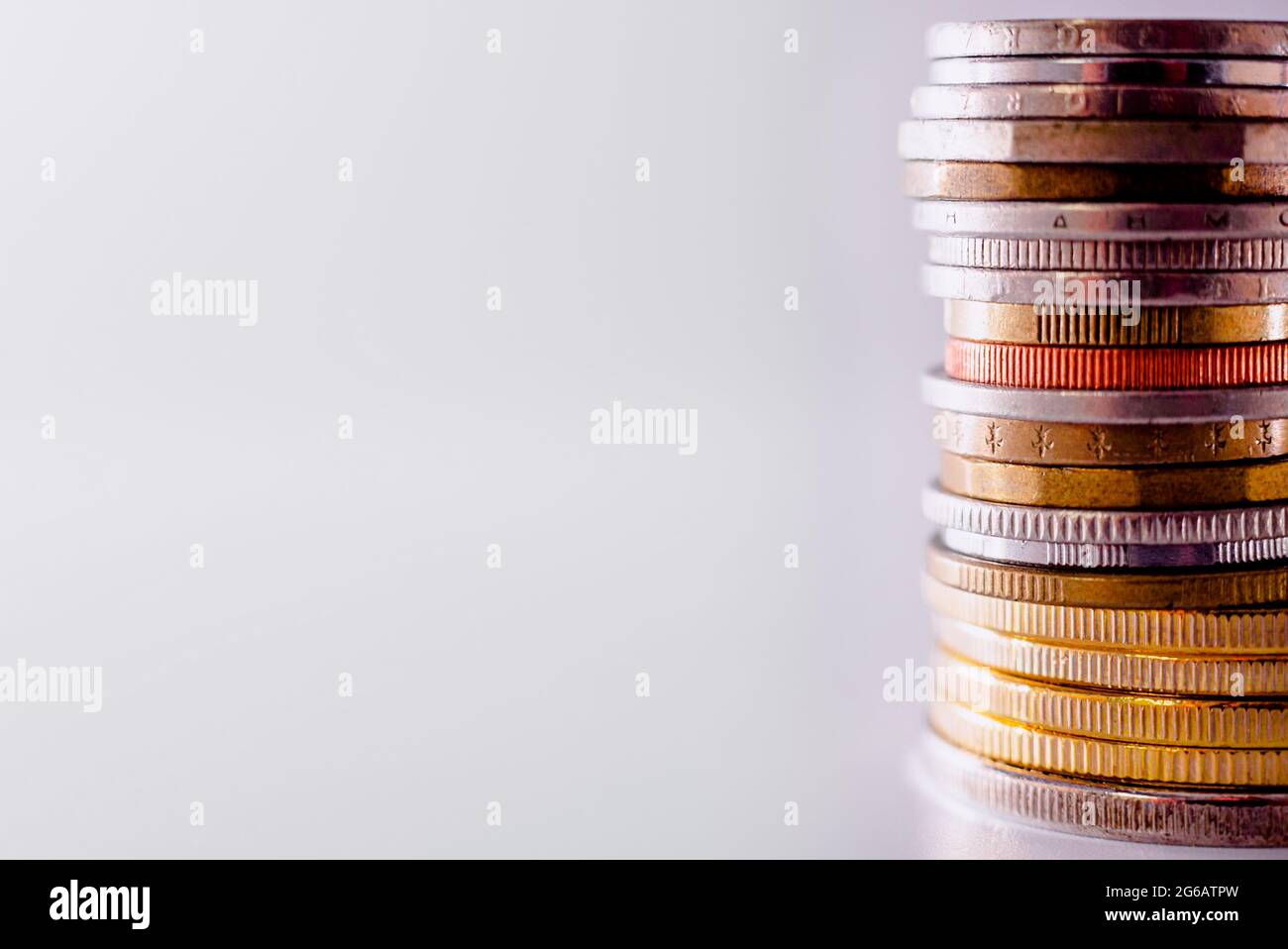 Background with the concept of microeconomics, monetary adjustments in the face of a global economic crisis with few currencies, copy space. Stock Photo