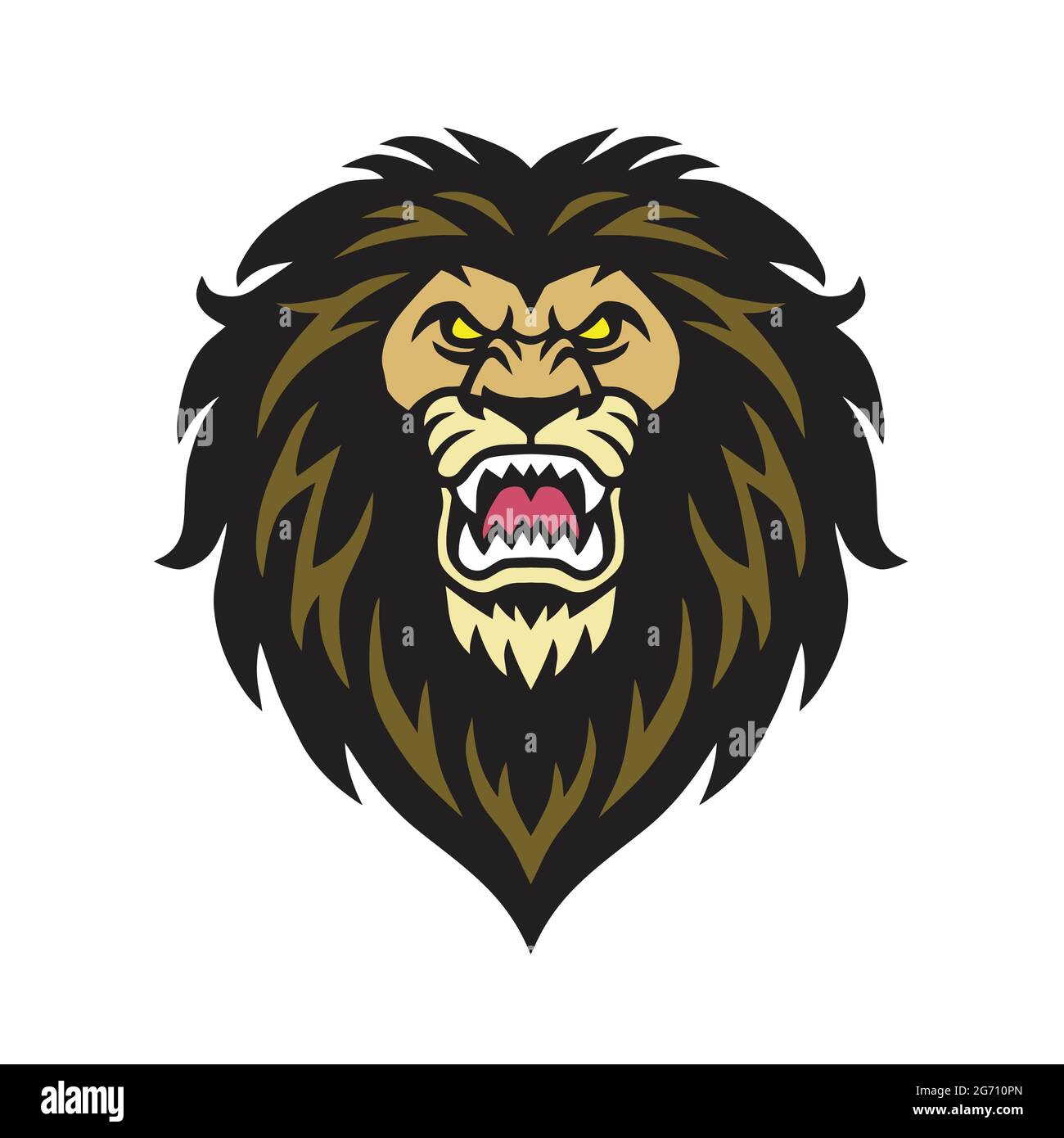 Angry Lion Head Roaring Logo Stock Vector