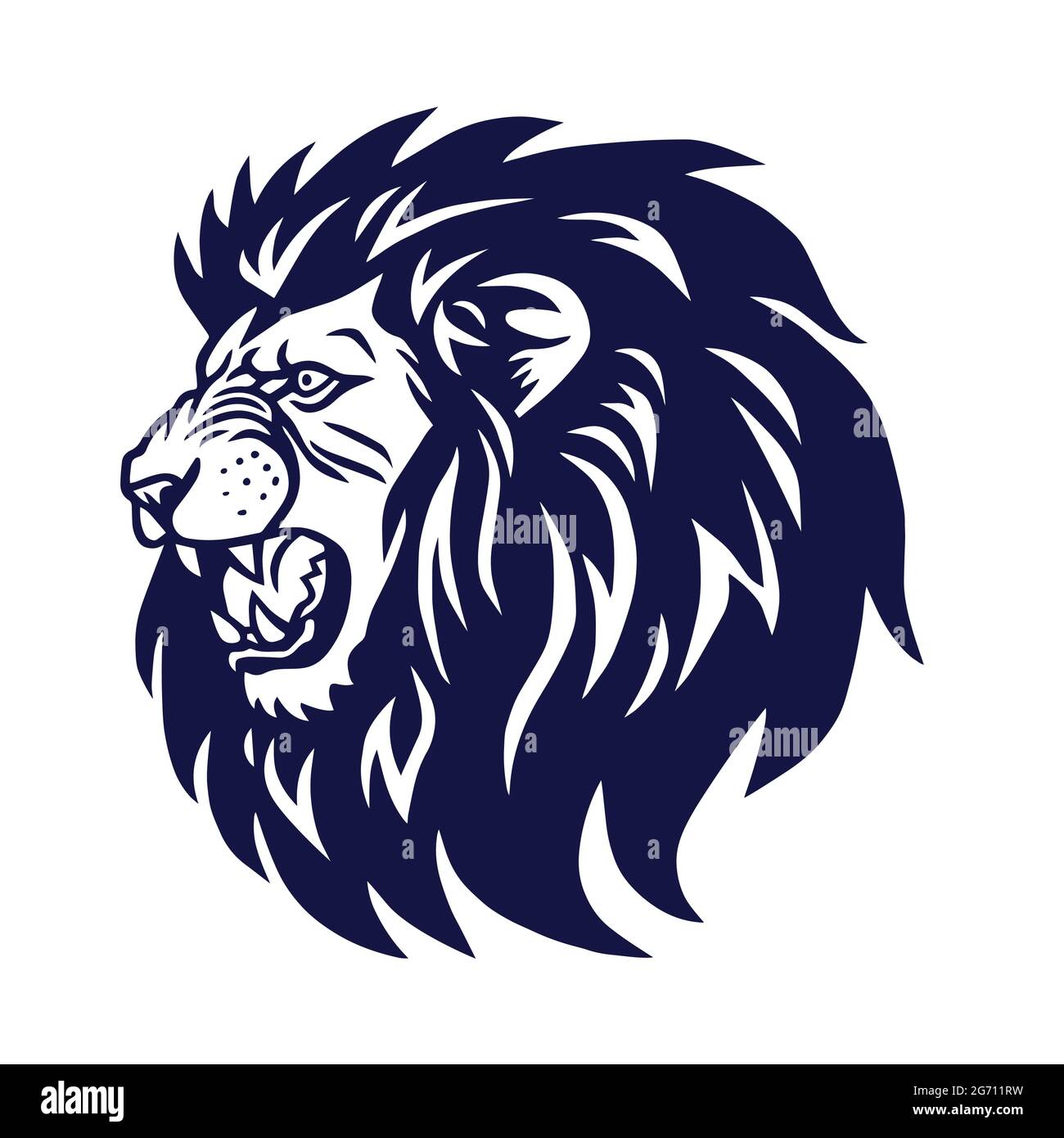 Angry Lion Head Roaring Logo Vector Icon Template Design Stock Vector