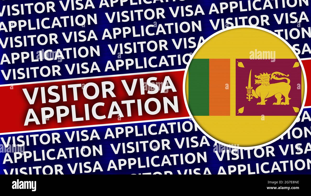 Sri Lanka Circular Flag with Visitor Visa Application Titles - 3D Illustration Stock Photo