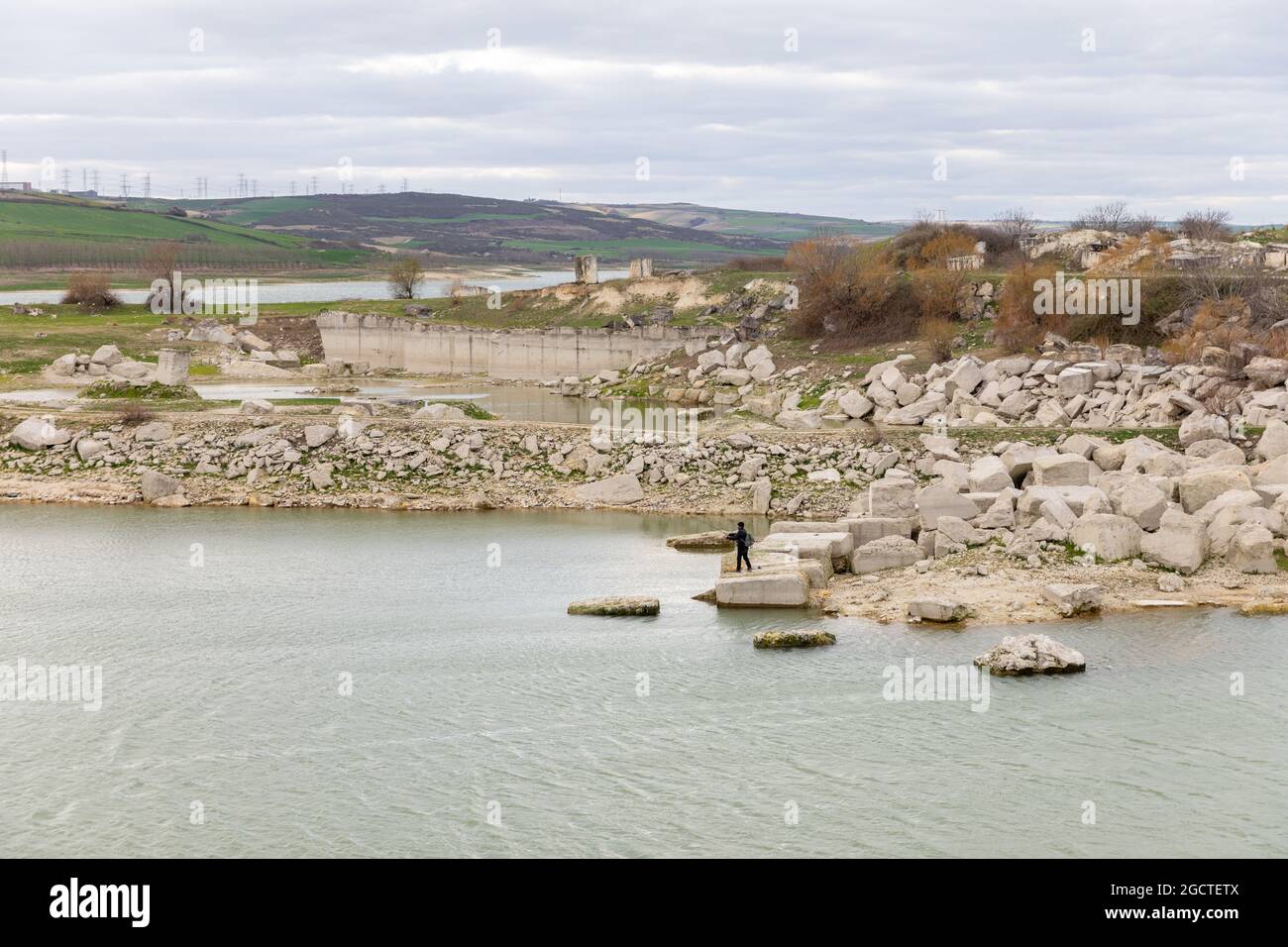 Located in the middle of the Istanbul Canal project, the Sazlibosna Dam is an important water source of Istanbul. Stock Photo