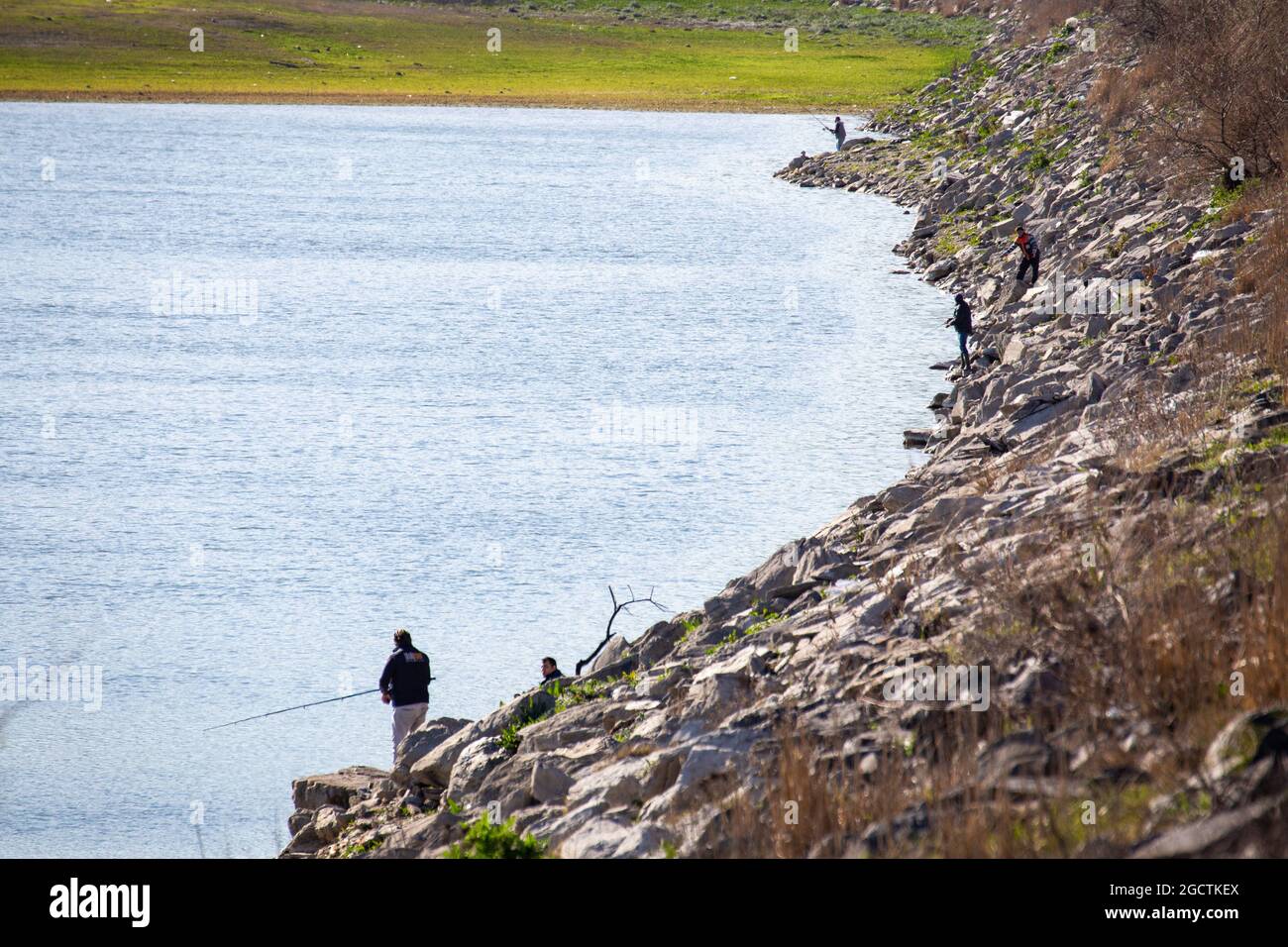 Located in the middle of the Istanbul Canal project, the Sazlibosna Dam is an important water source of Istanbul. Stock Photo