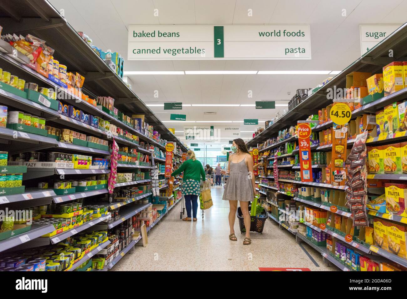 Shoppers in Morrisons supermarket, Bath, England, UK Stock Photo