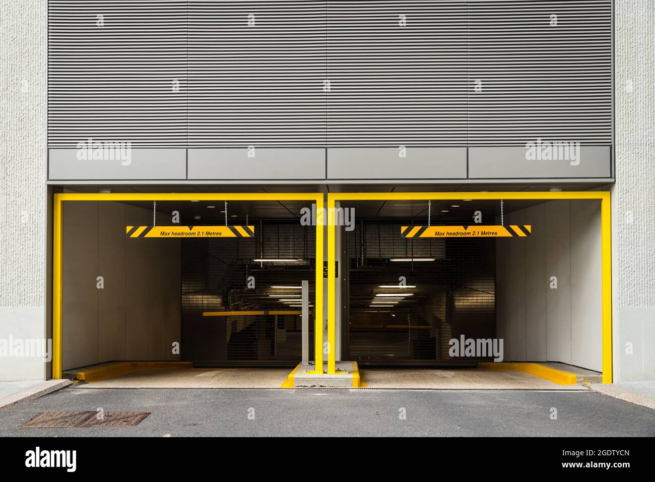 entrance to a private underground carpark Stock Photo